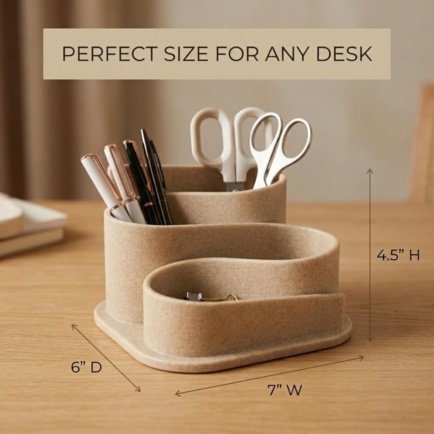 Aesthetic Beige Desk Organizer Boho Pen and Pencil Holder