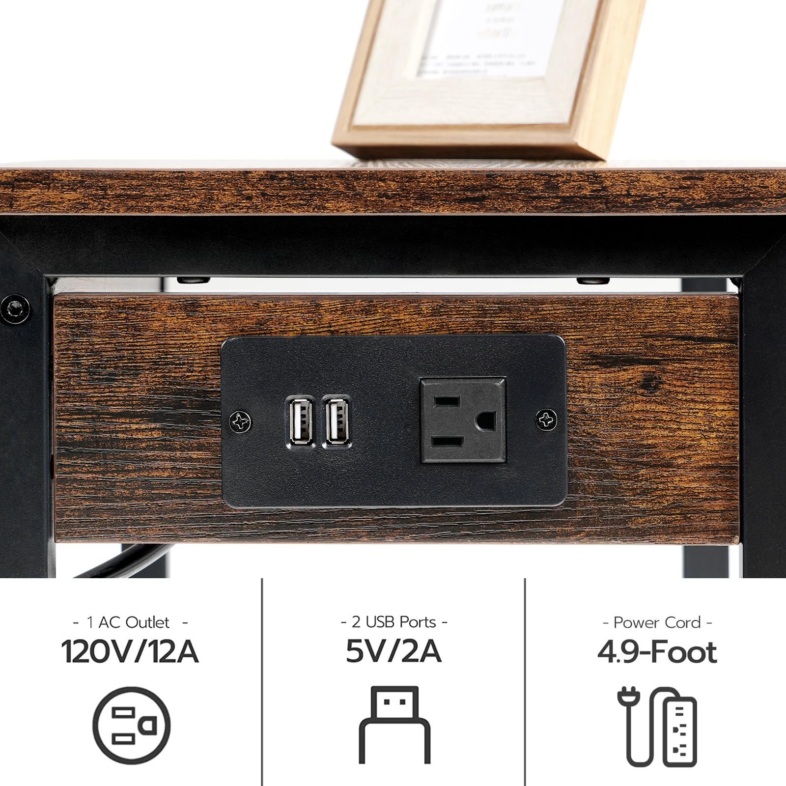 HOOBRO Printer Stand for Desk, 15.7” x 11’x 11.2”, Rustic Brown + Black