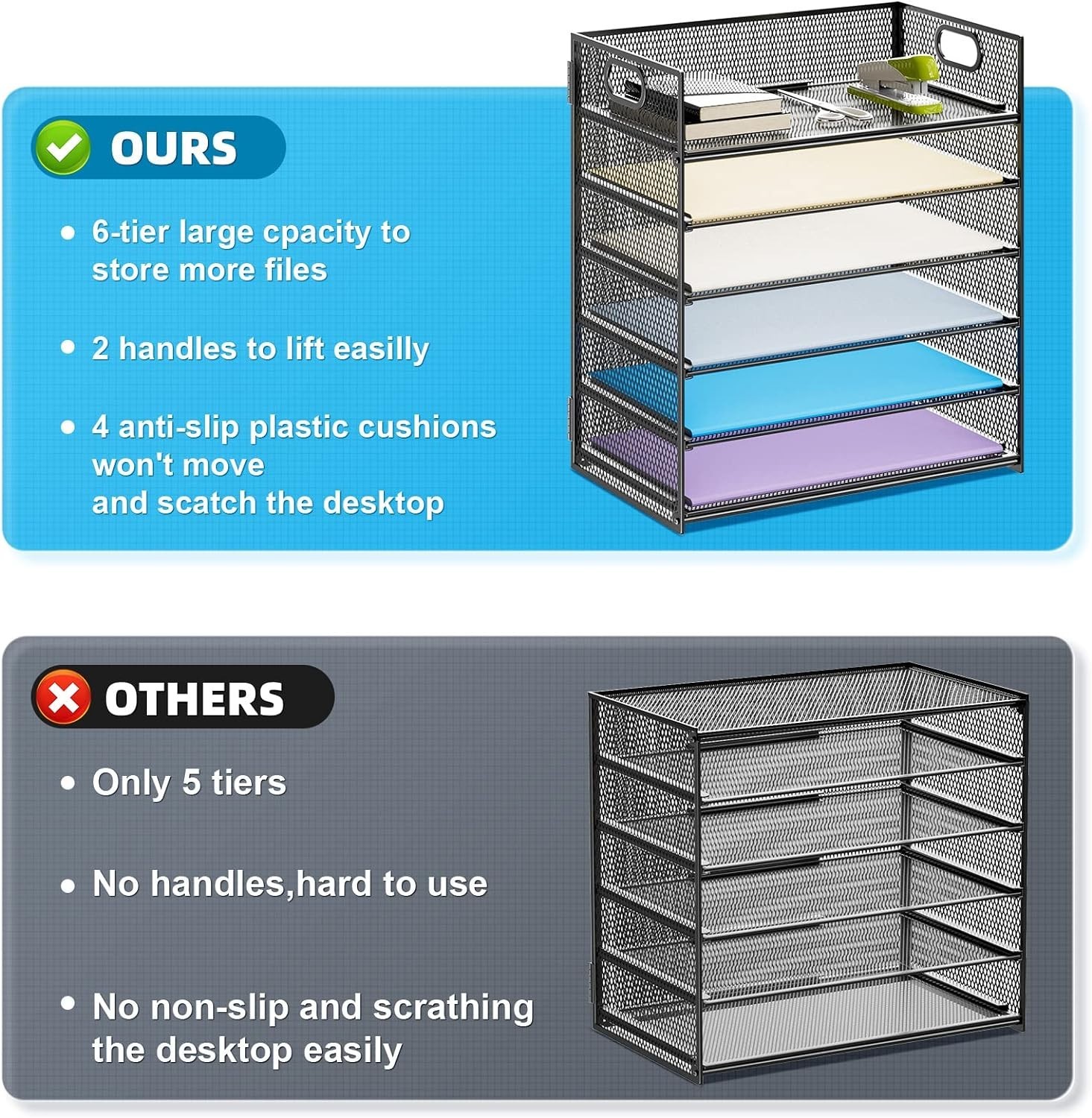 Lightweight Mesh Office Organizer – 6 Tier