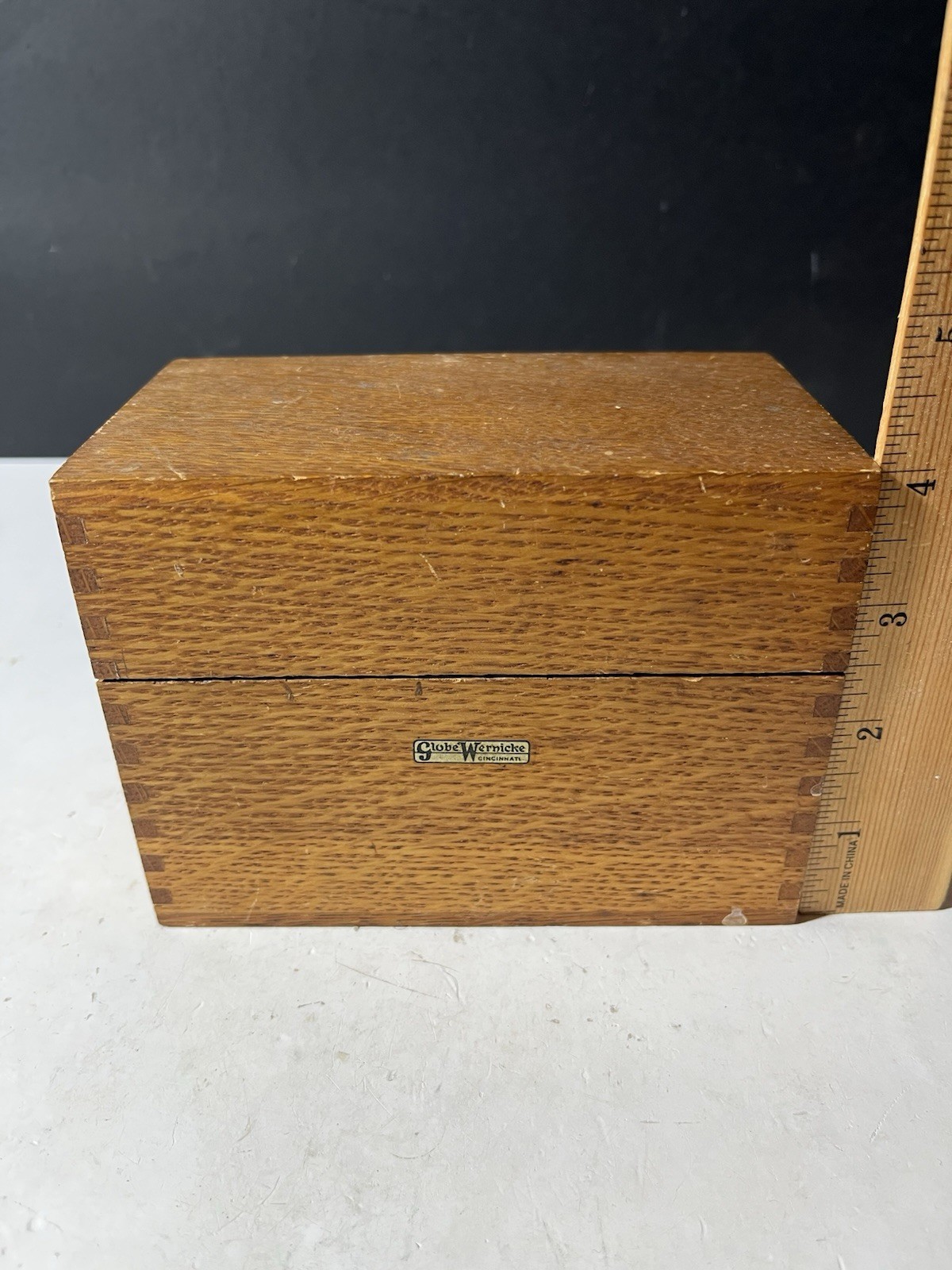 Vintage 1920s Globe Wernicke Oak Wood 84C File Recipe Box Full With Recipes