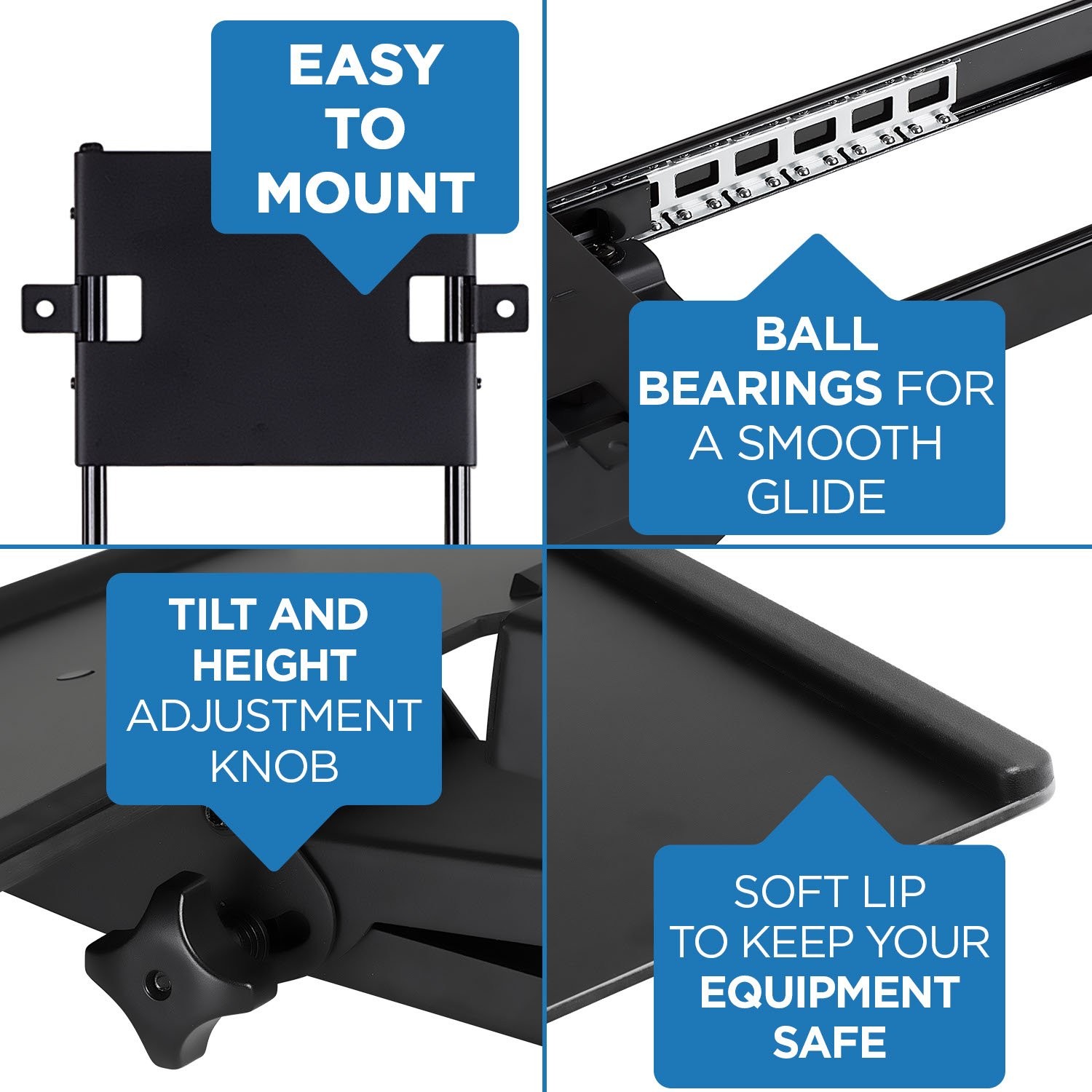 Mount-It! Keyboard Tray Under Desk, Full Motion Computer Large, Black