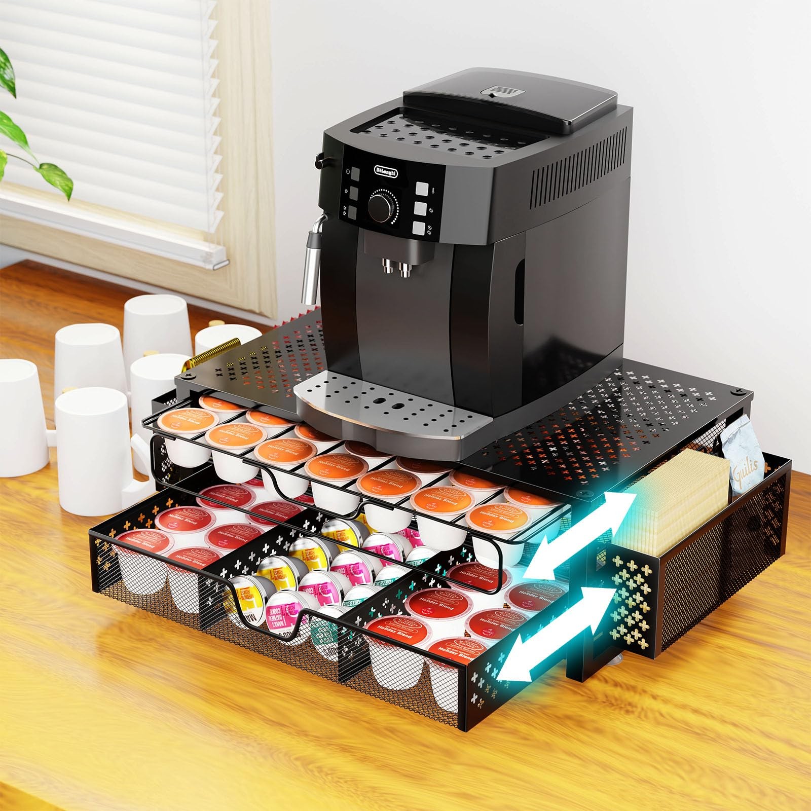 Simple Trending Coffee Pod Holder for K Cups, with 20″D x 10″W x 5.8″H, Black