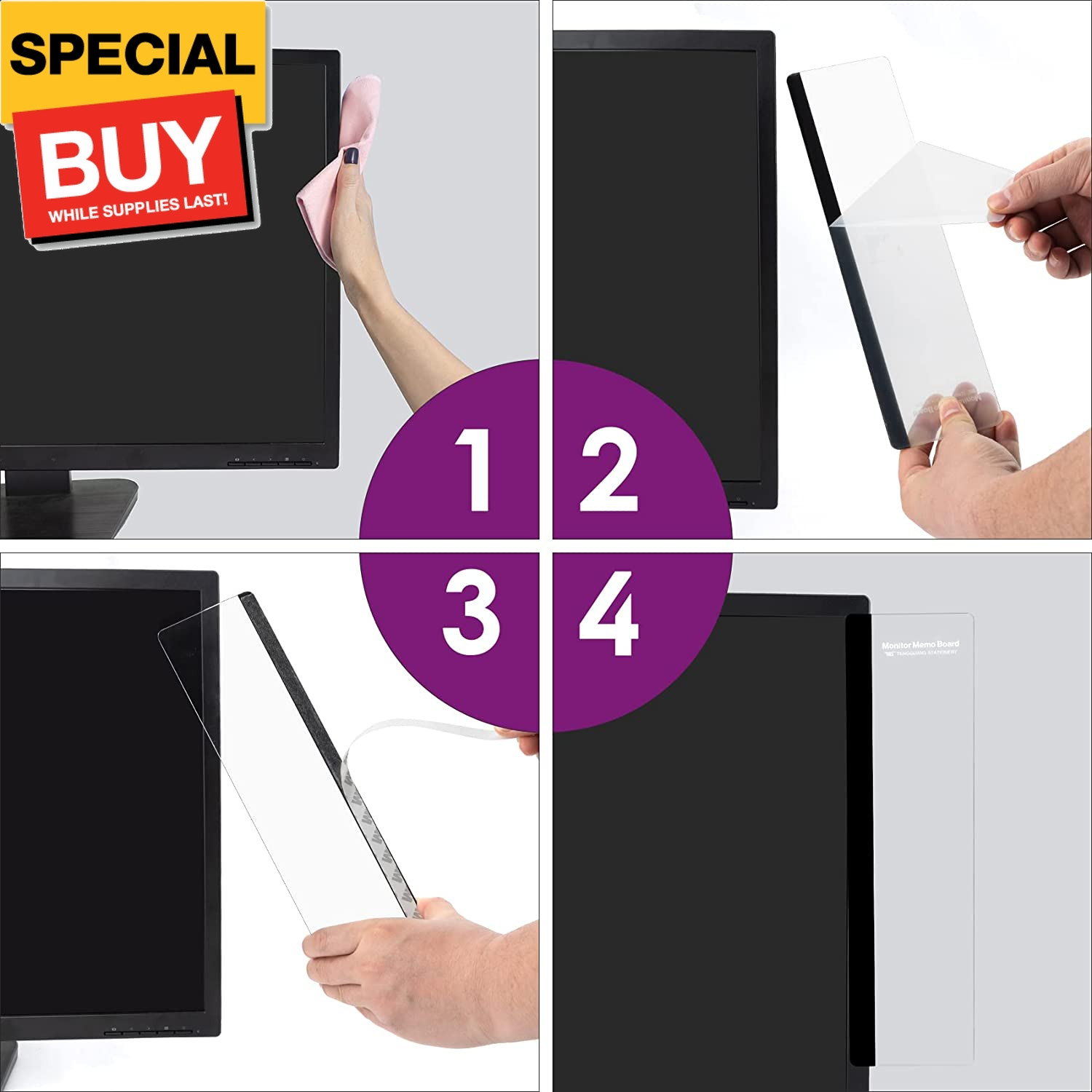 Office Desk Accessories 2pcs Computer Monitor Memo Board Message Board Supplies