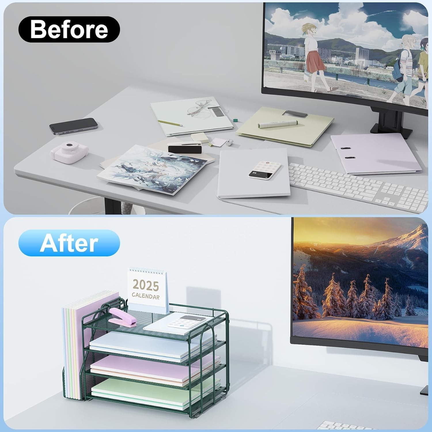 Paper Organizer, Desk Organizers and Accessories for Desk with File organizer…
