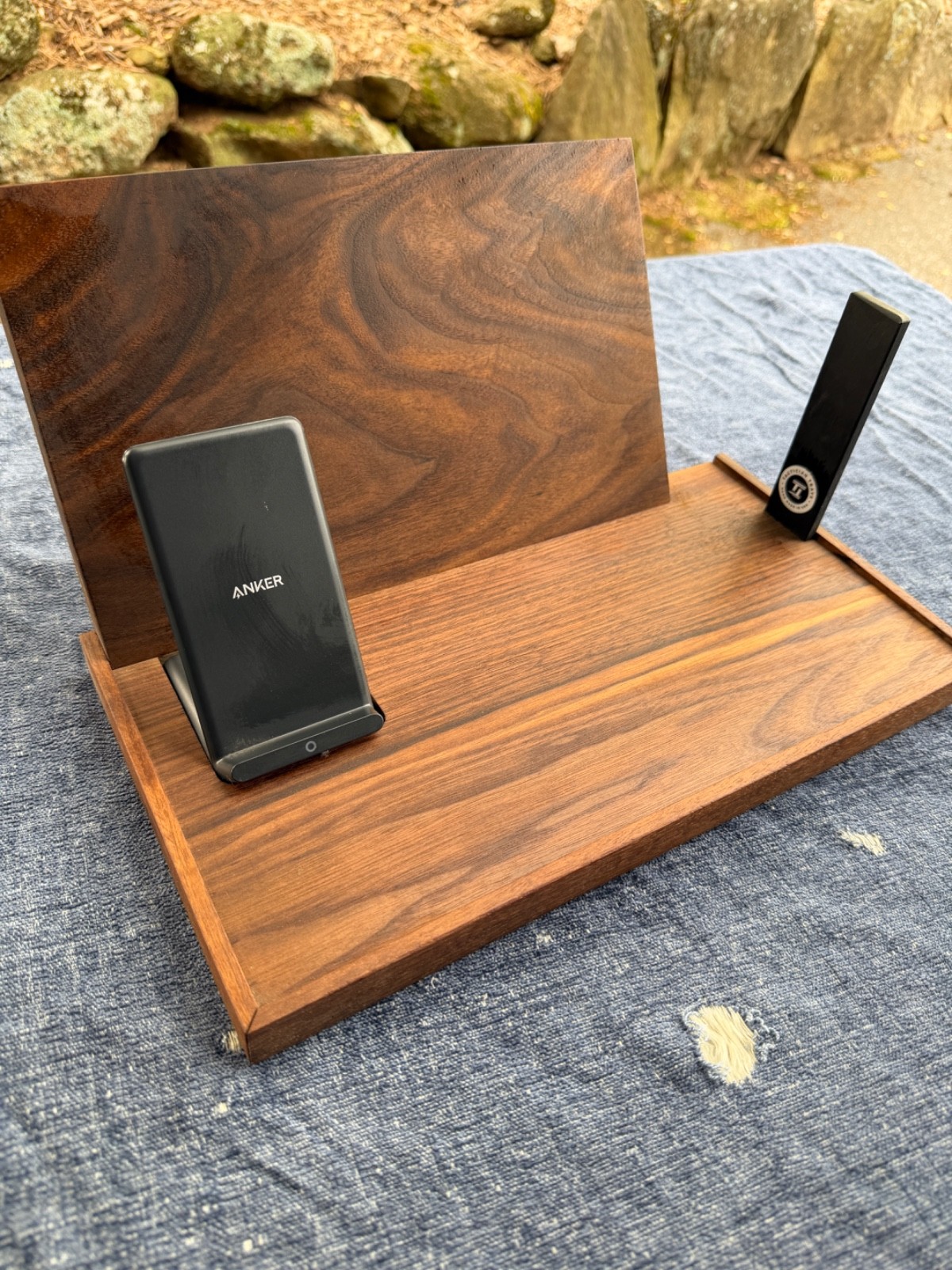 Tactician Trays Standard Valet Tray w/ Charger Walnut Wood Used