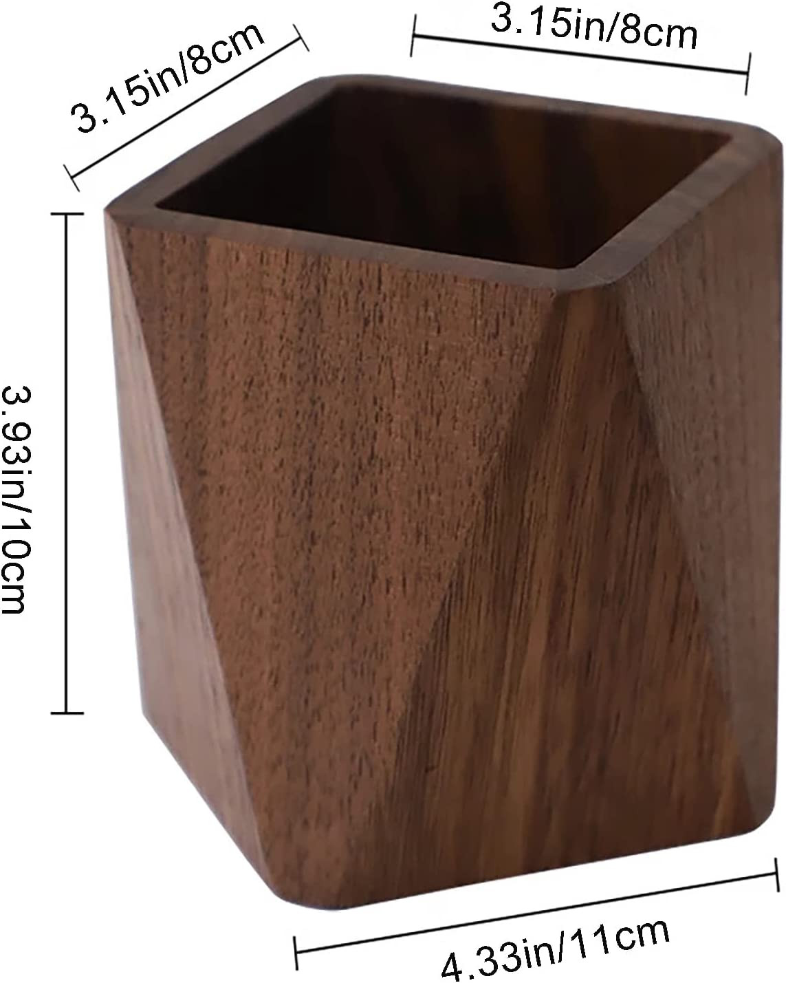 Black Walnut Wooden Pencil Box, Multiple-Use Desk Writing Stationary Organizer W