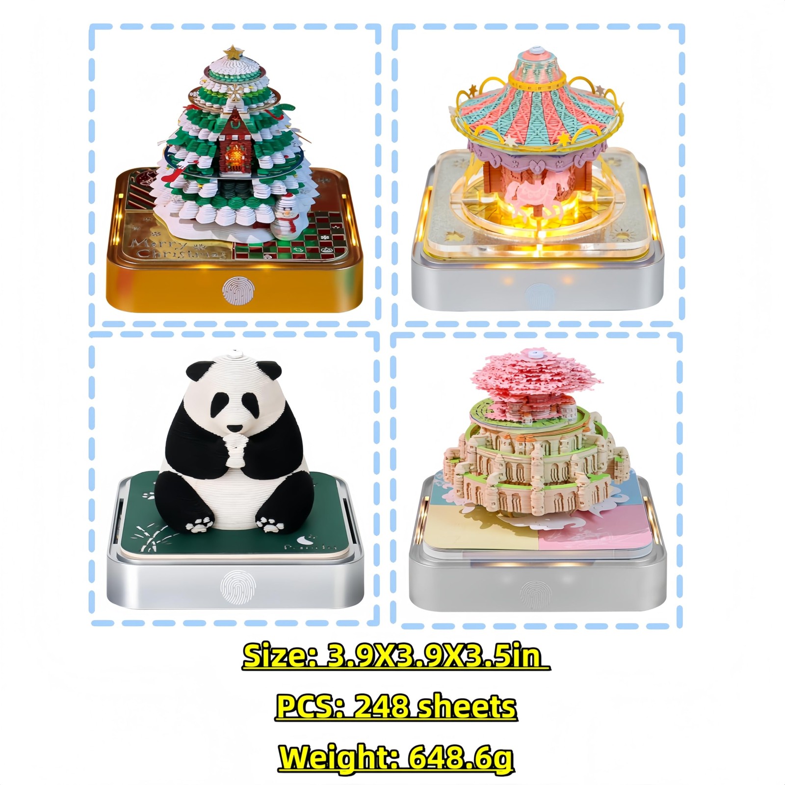 3D Calendar 2026 Memo Pad with LED Light | Tear-Away Paper Sculpture Panda