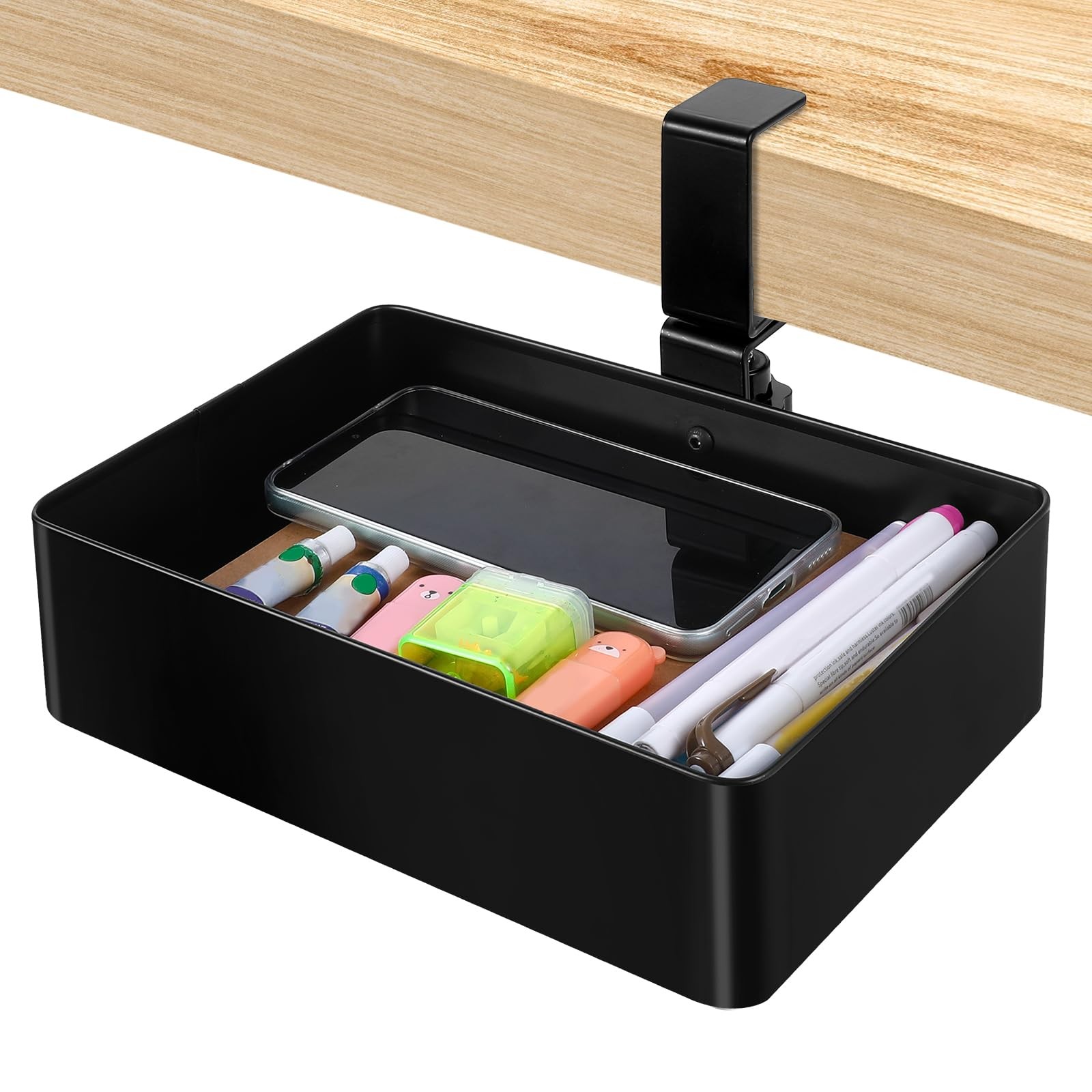 Tolare Under Desk Metal Drawer, Drawer Organizer, 360° Black
