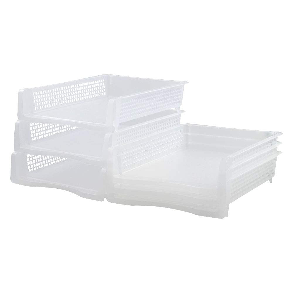 6 Pack Stackable A4 Paper Tray Clear Plastic Desk Letter File Organizer