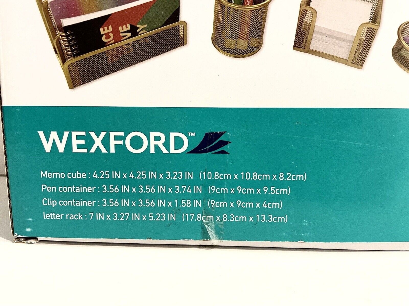 Desk Organizer 4 Piece Set Wexford Ideal for Office, School, Home – Gold – New