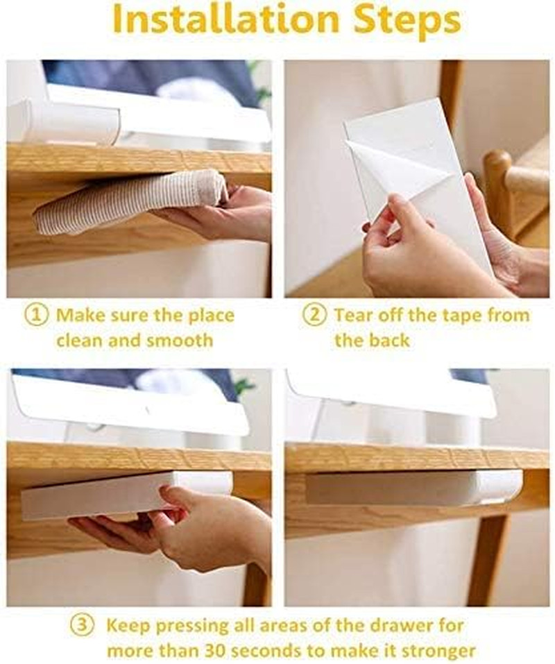 Under Table Drawer, Hidden Self-Adhesive Pencil Tray Drawer,Under Desk Holder St