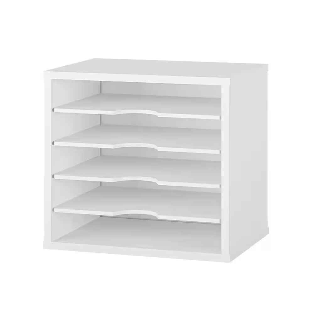 White 13.6 In. X 12 In. Wood Modern Desk File Organizer