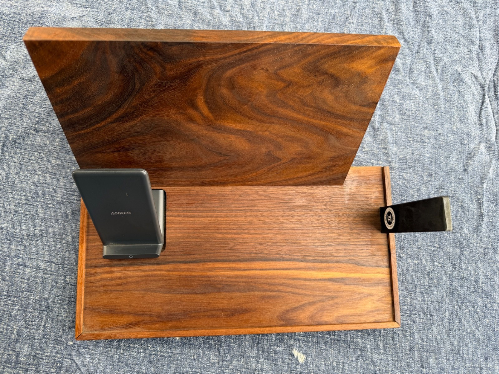 Tactician Trays Standard Valet Tray w/ Charger Walnut Wood Used