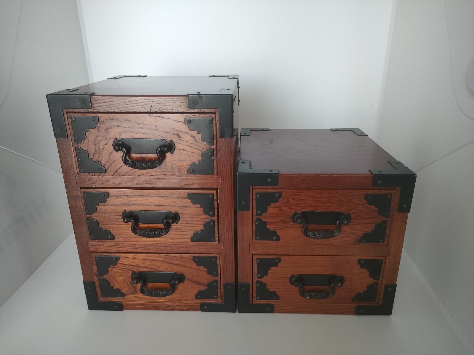 Wood Chest Showa Vintage 2 sets (3 drawers + 2 drawers) Limited Japan