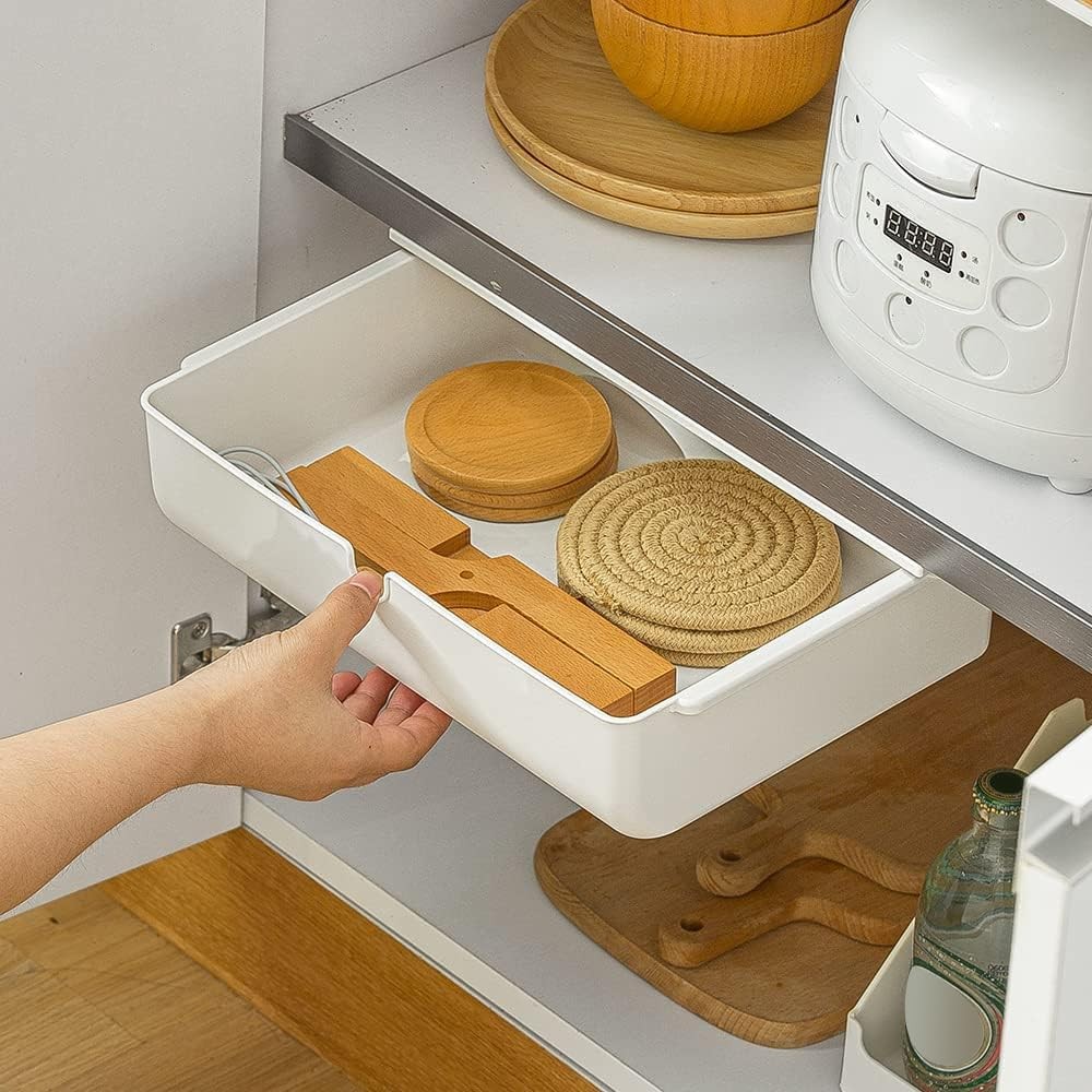 Under Desk Drawer Self-Stick Storage Organizer for Office Home School Large S…