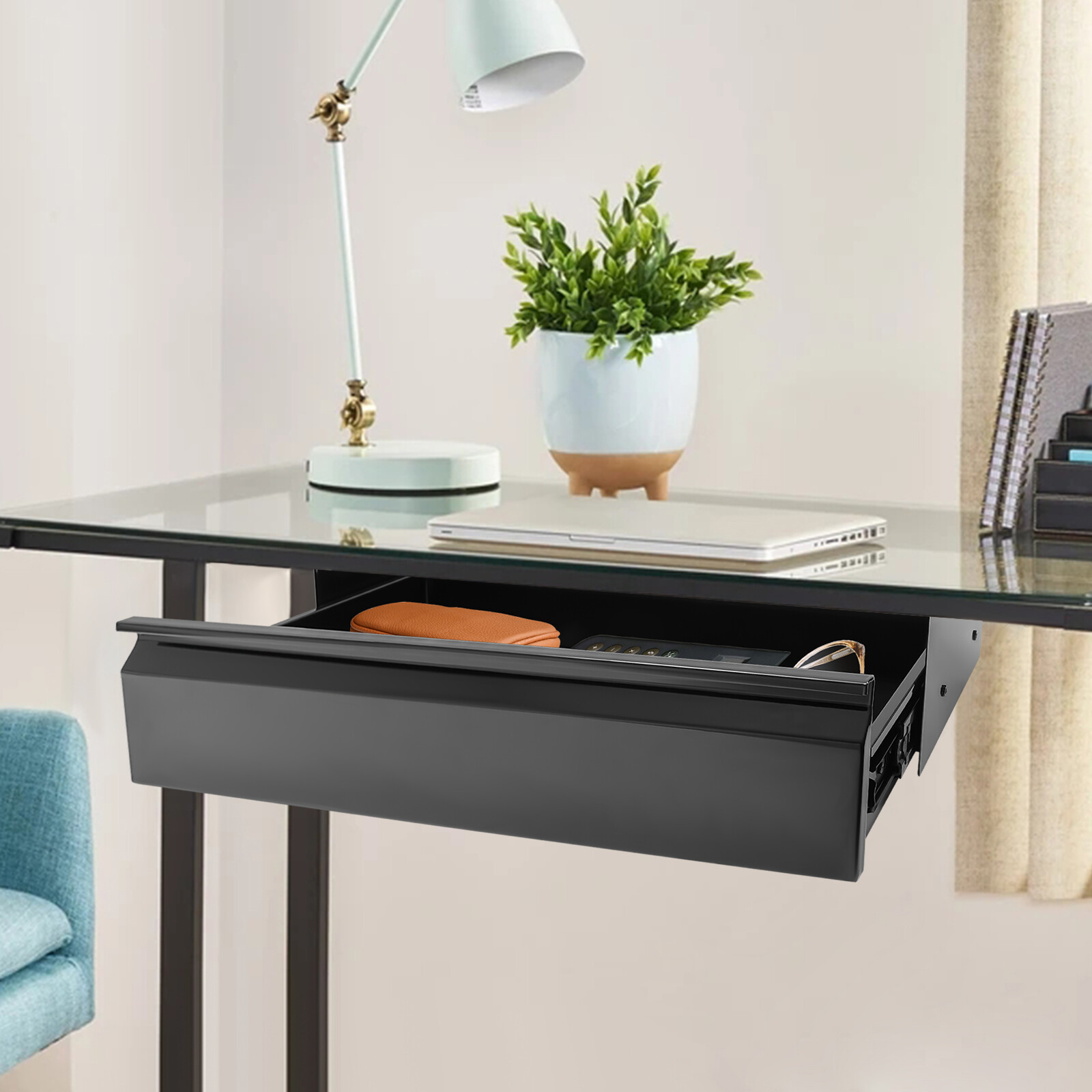 22” Black Space Saver Sliding Under Desk Storage Drawer Pull-out Drawer