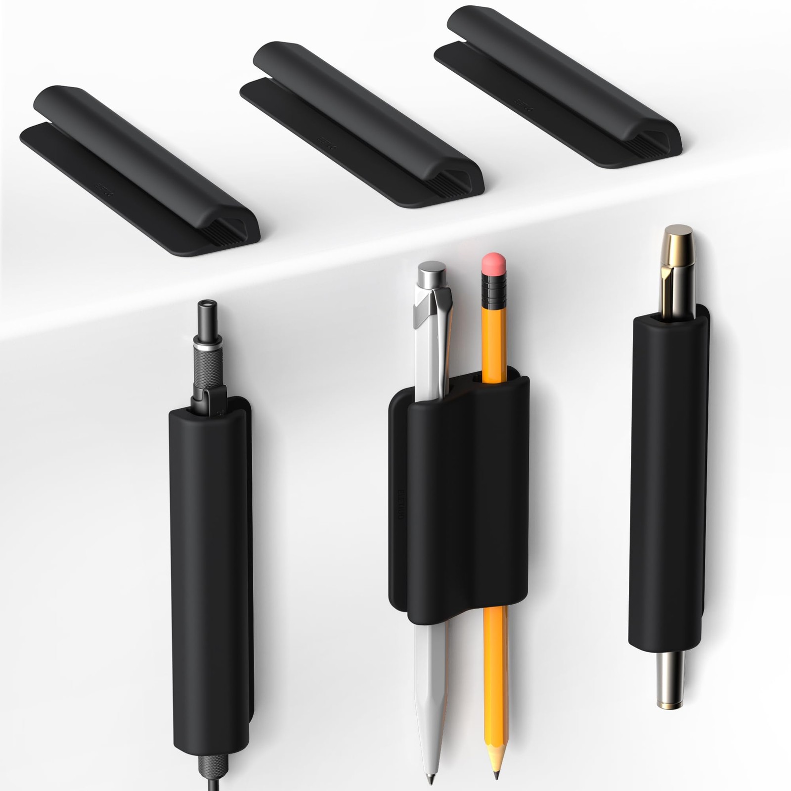 6-Pack Silicone Pen Holder with Single & Double Slots,Self-Adhesive Design fo…