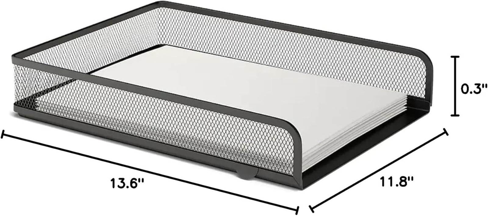 Stackable Letter Tray, Matte Black Wire Mesh Front-Load Letter Tray