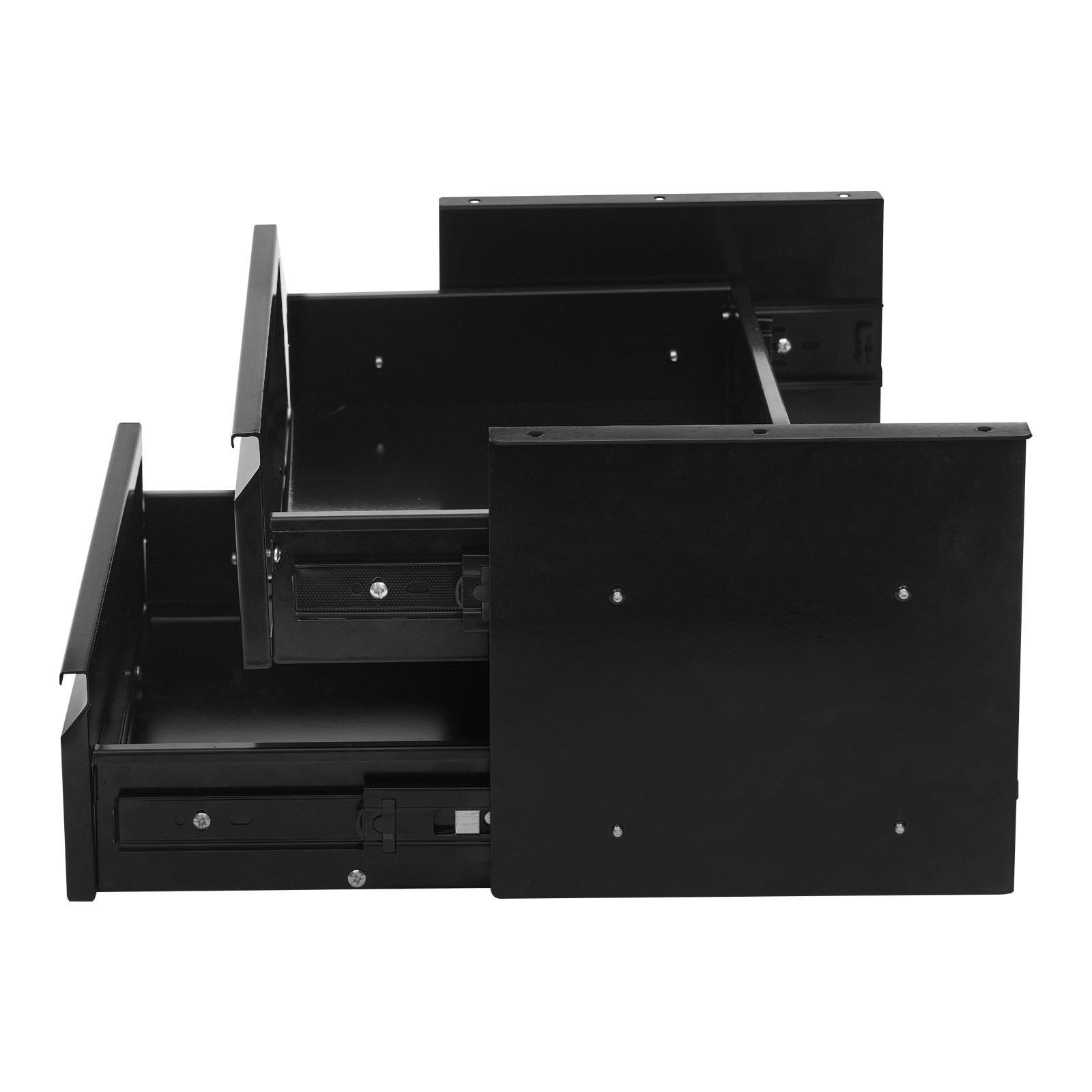 Black Dual Level 16″ Pull Out Under Desk Storage Drawer Set