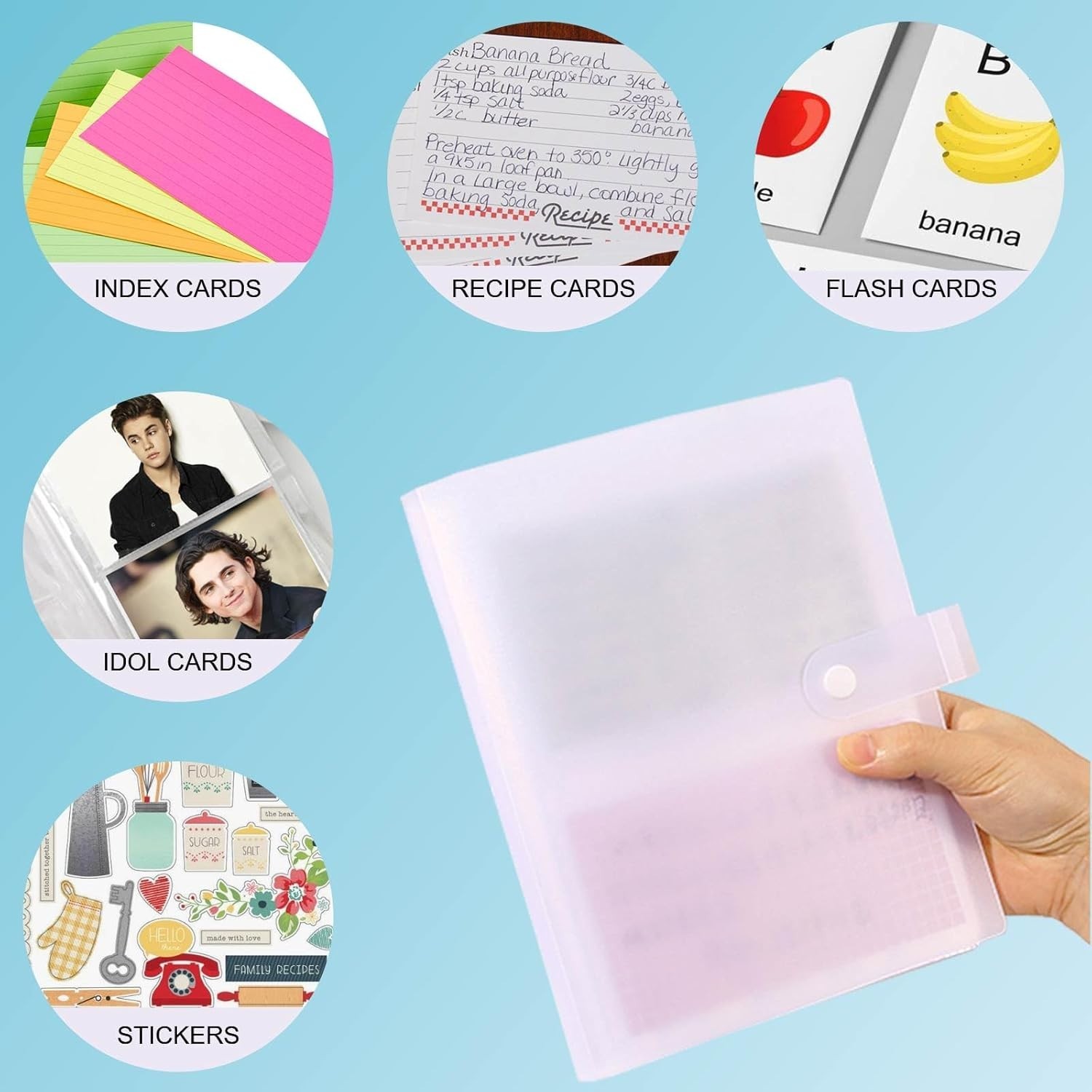 3×5 Index Card Organizer, BetterJonny Index Cards Clear Plastic Holder Organizer