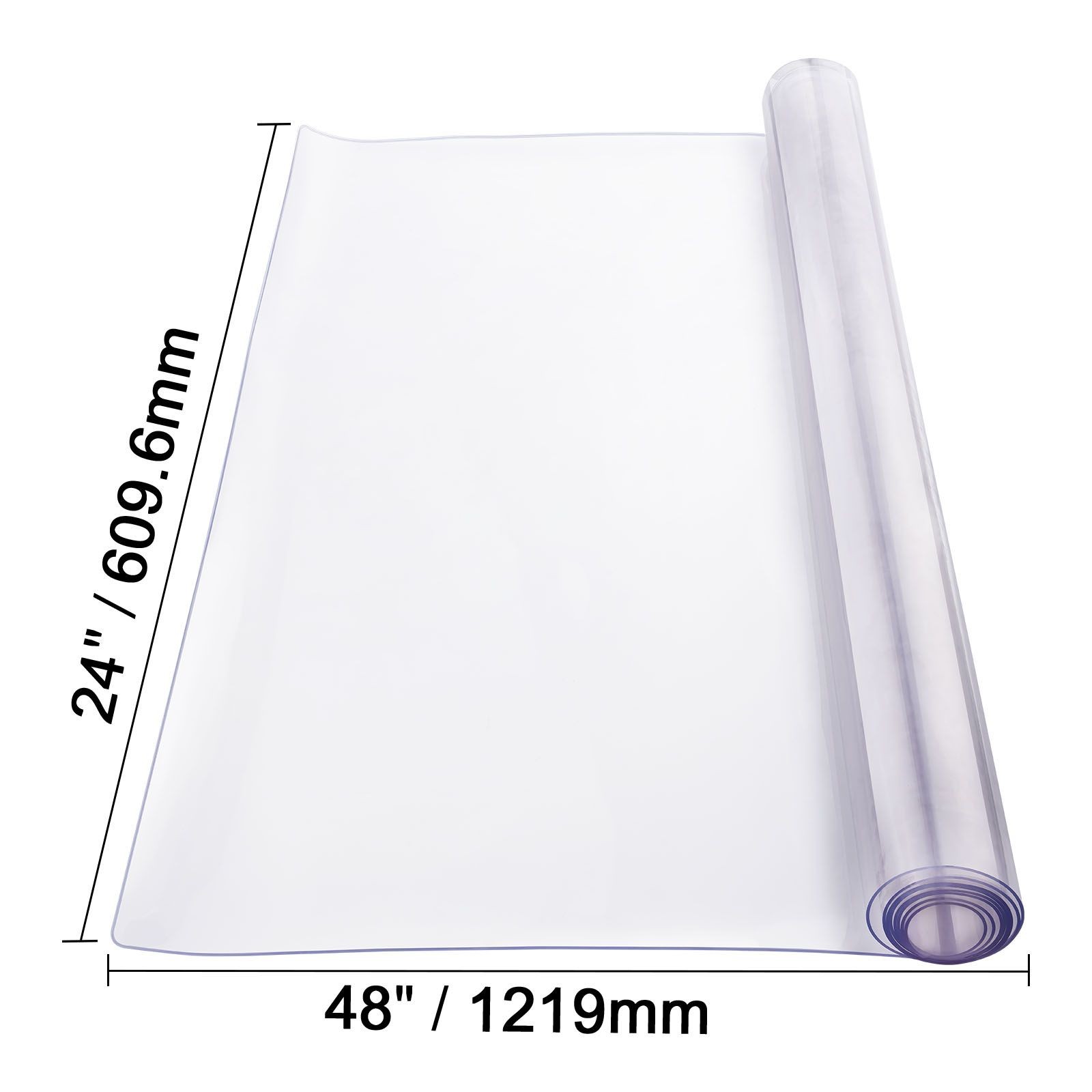 Plastic Table Cover, 24 x 48 Inch 2.0 mm Thick Clear Table Protector, Rectangle