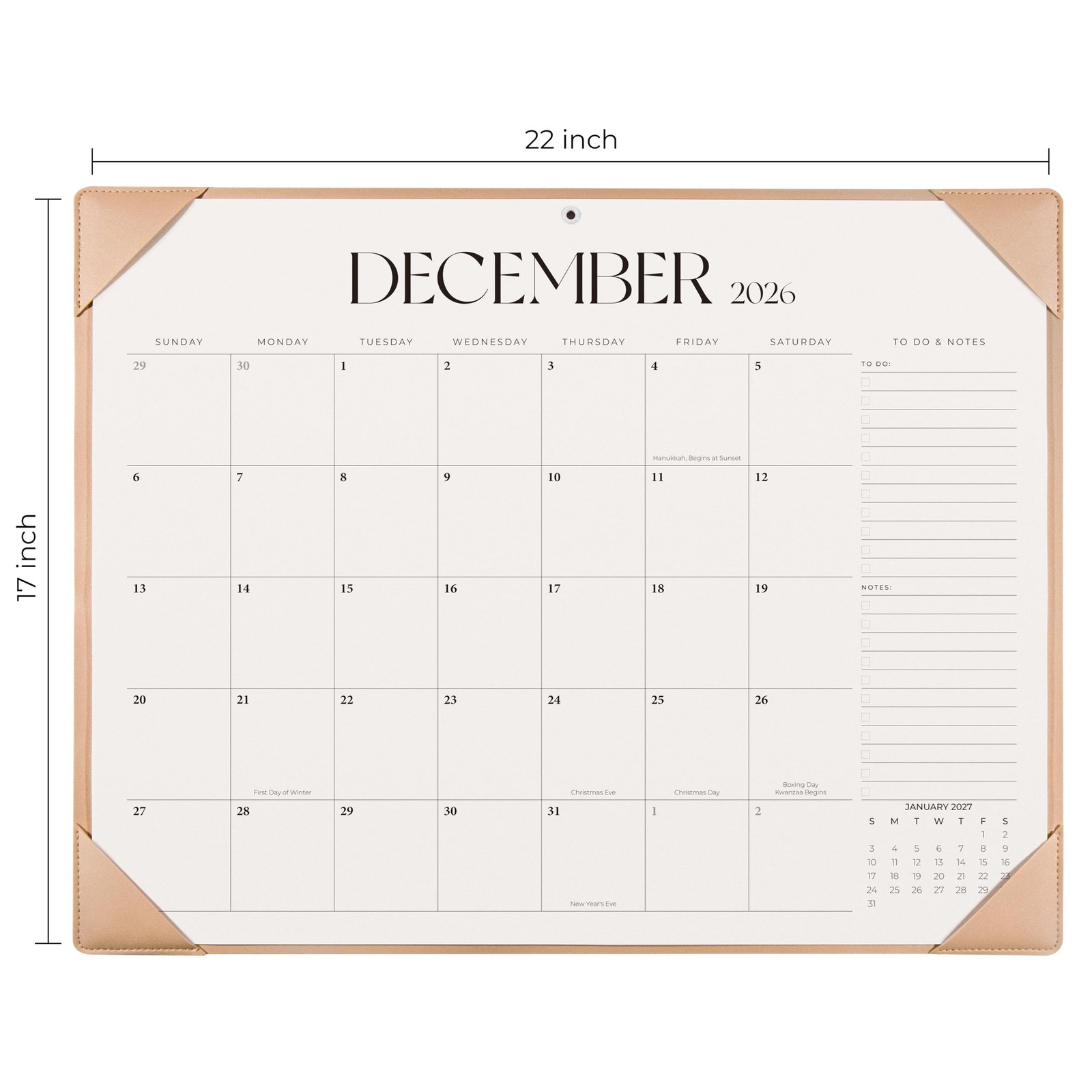 Simplified Desk Calendar 2026-2027 with Desktop Mat, Large Desk Pad Calendar fro