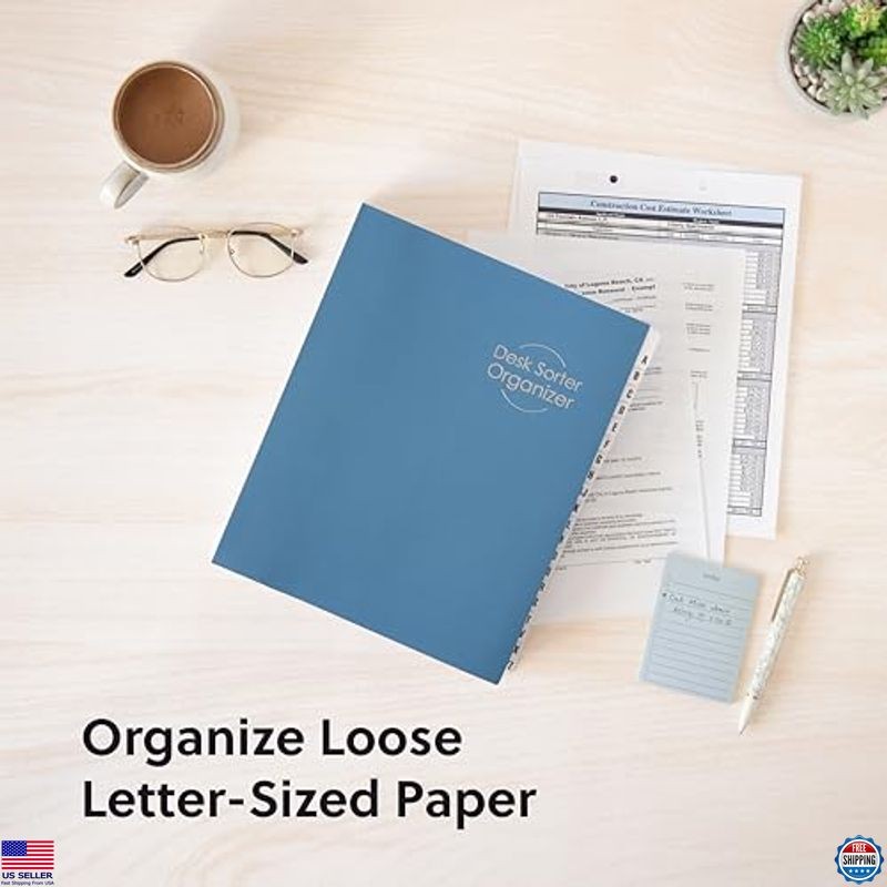 Smead Dark Blue Expandable Desk File Sorter A-Z Organizer, 20 Dividers, Letter