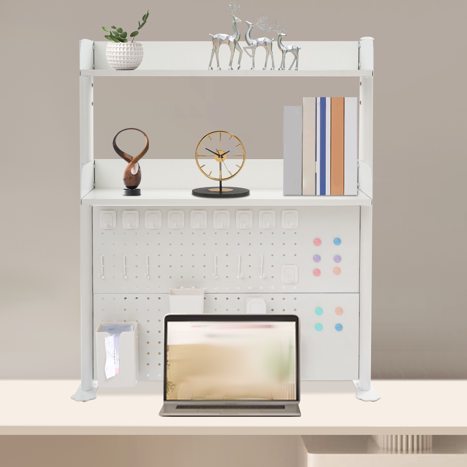 Clamp-on Desk Shelf with Pegboard, Clamp On Desk Bookshelf Desk Above Organizer
