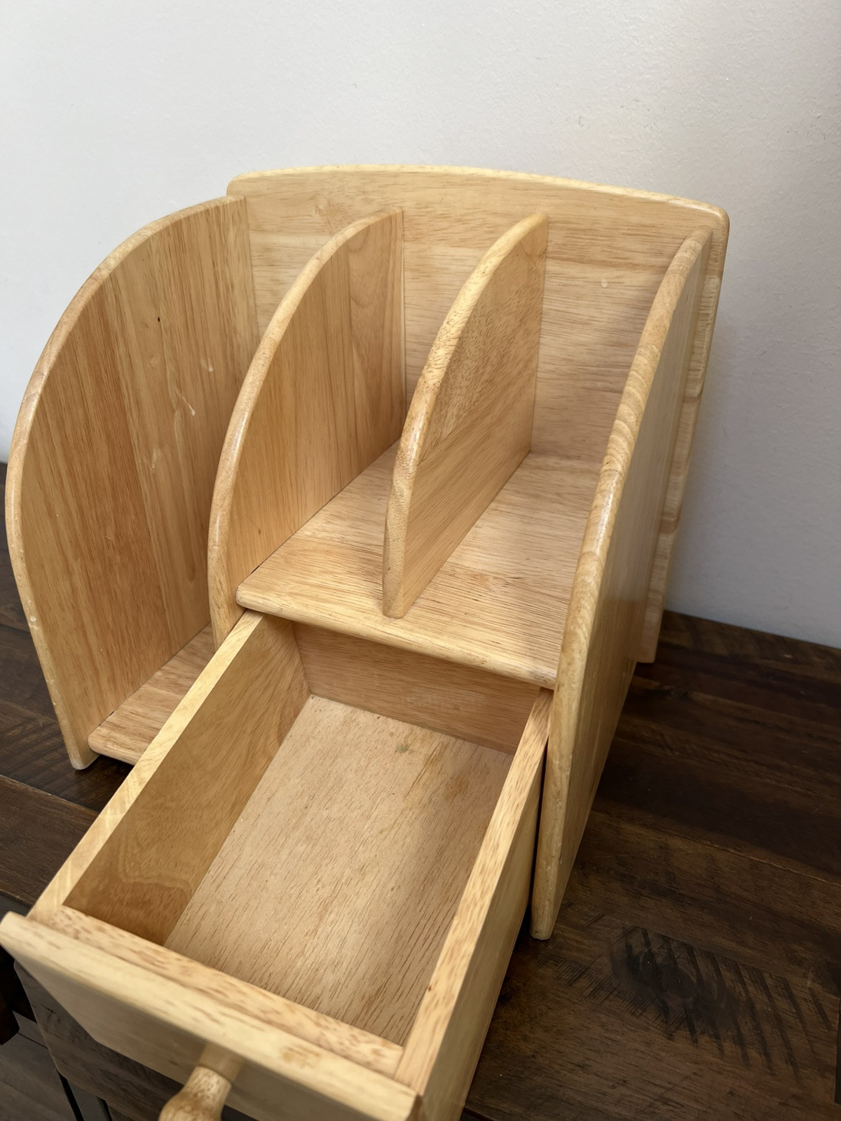 Pomerantz Wood Desk Organizer School Office Home Tabletop Drawer Storage Oak