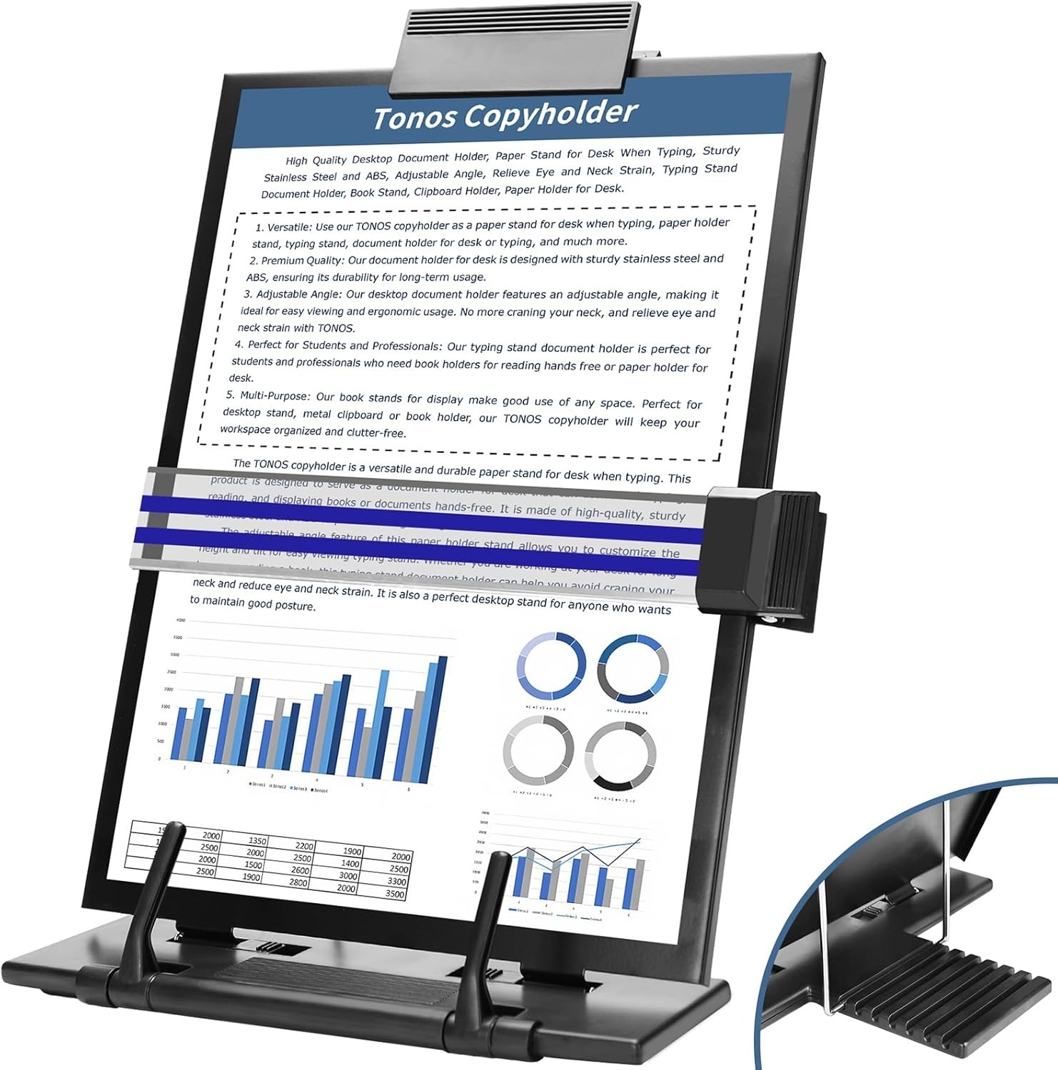 Foldable Document Holder for Desk – Multi-Use Paper Stand for Typing & Reading