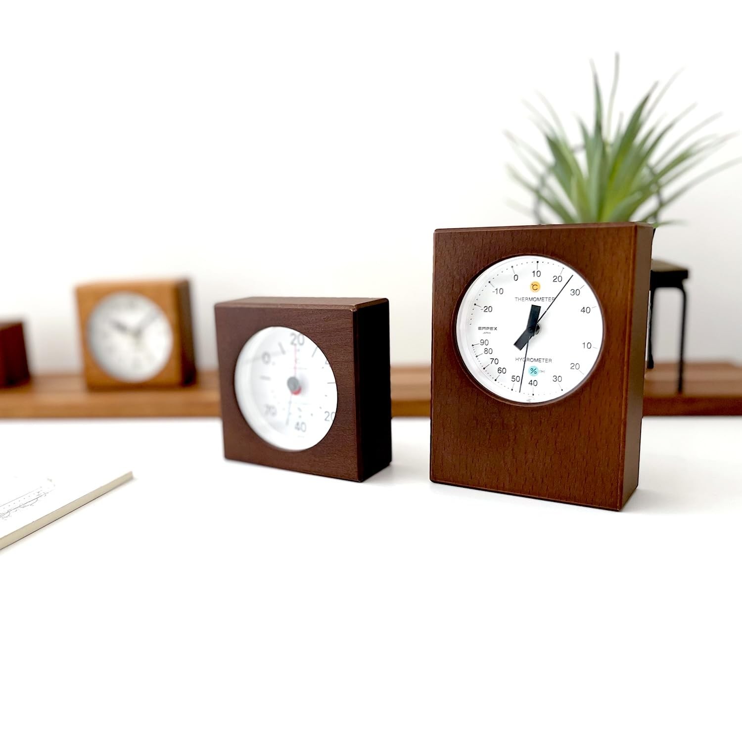 KATOMOKU Hygrometer Brown Rectangular Wooden Wall & Desk Japan