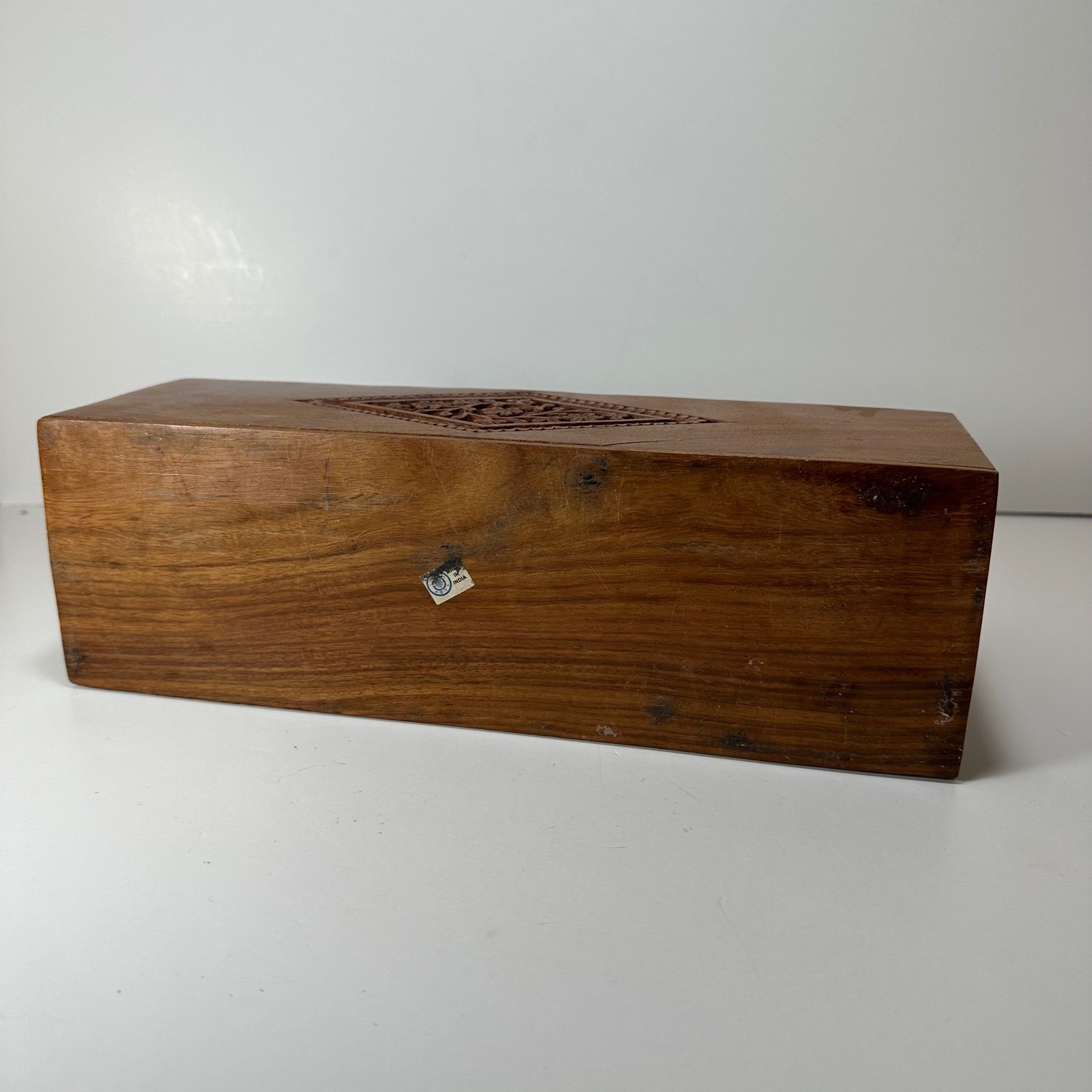 Vintage Hand Carved Wooden Desk Organizer Floral Boho Tiered Mail Stationery