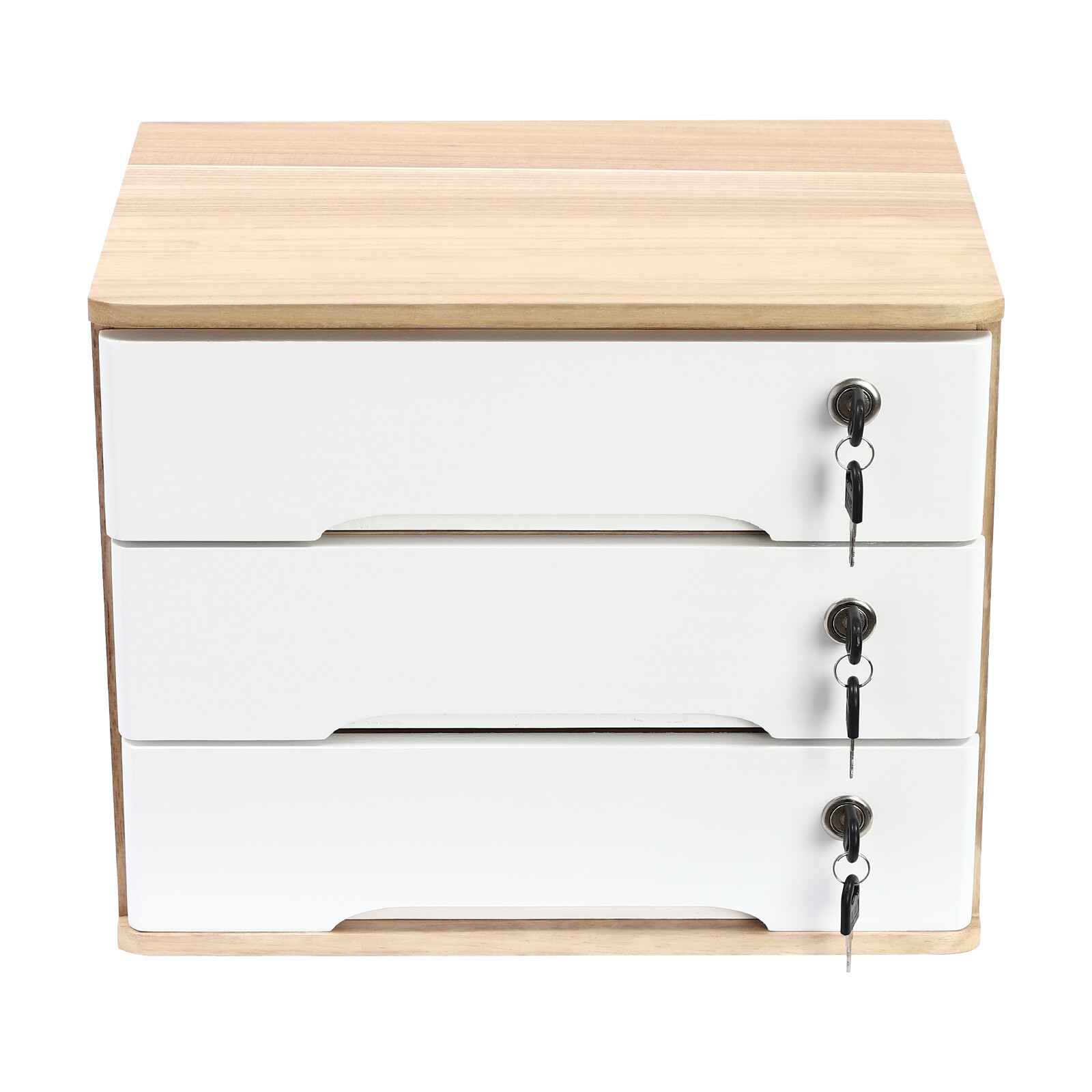 3-Tier Desktop Storage Cabinet Desk Organizer Desktop Storage W/Lockable Drawers