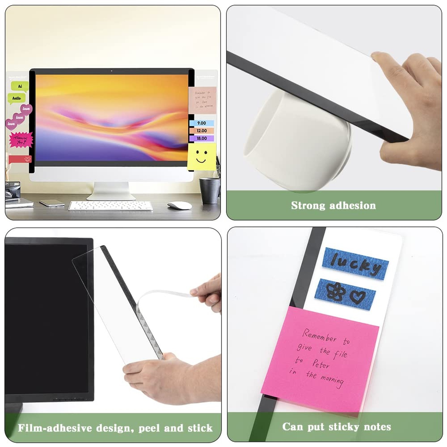 Office Desk Accessories 2pcs Computer Monitor Memo Board Message Board Transp…
