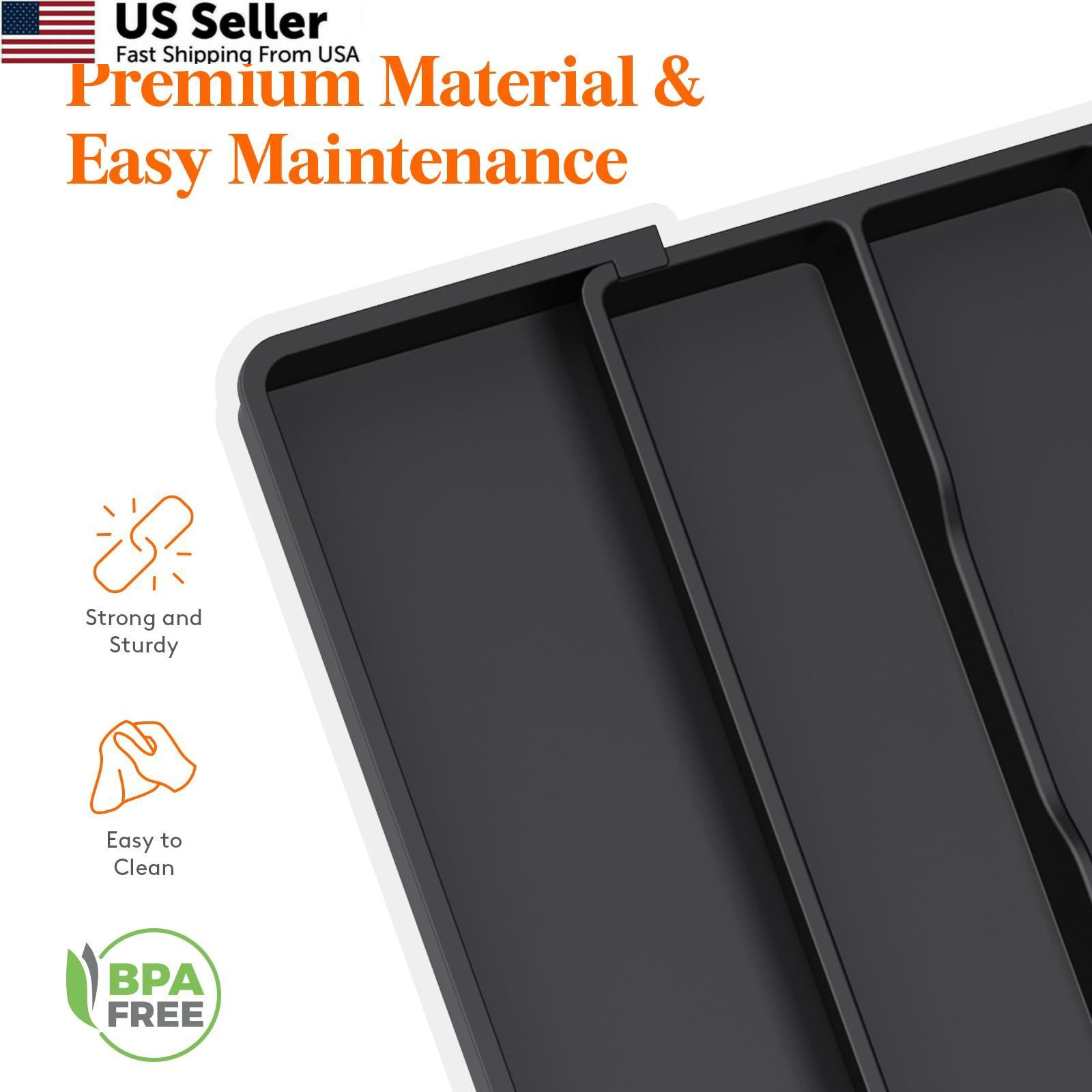 Lifewit Utensil Organizer for Kitchen Drawers, Large(13-22”W x 15″D), Black
