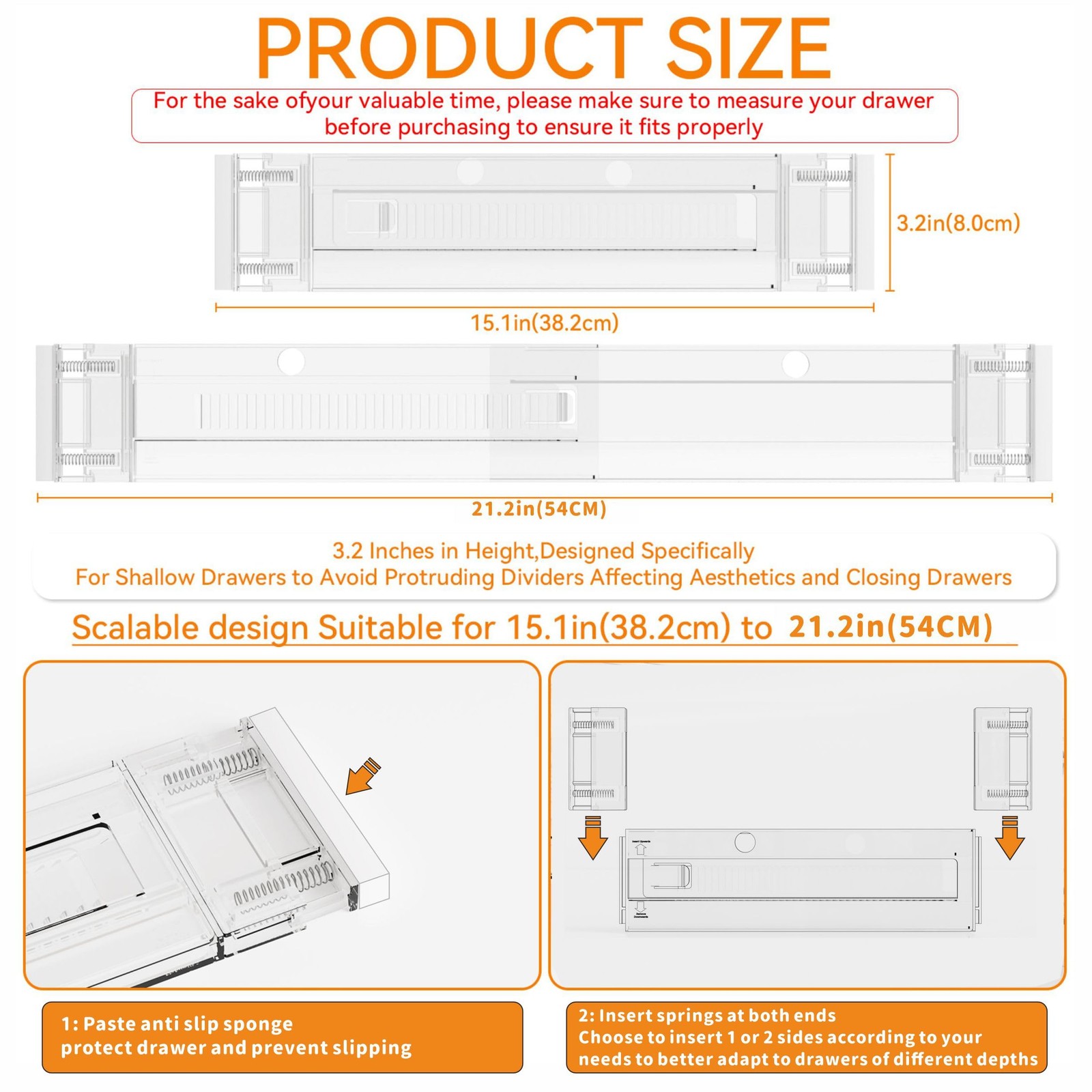 Yieach 12Pack 3.2 Inch Shallow Acrylic Drawer Dividers For Clothes -Expandable