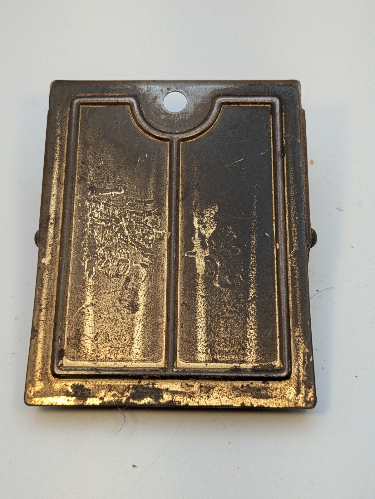 Vintage Brass The Dunham Heating Service Advertising Desk Clip w Lift Up Window