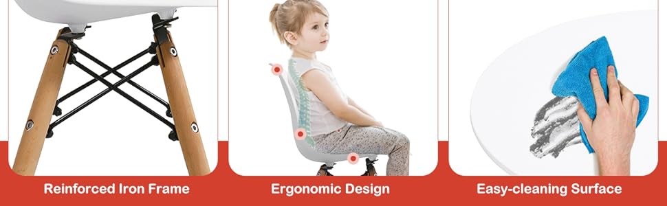 Kids Table and Chair Set, 5 PCS Mid- Modern Style Kids Desk