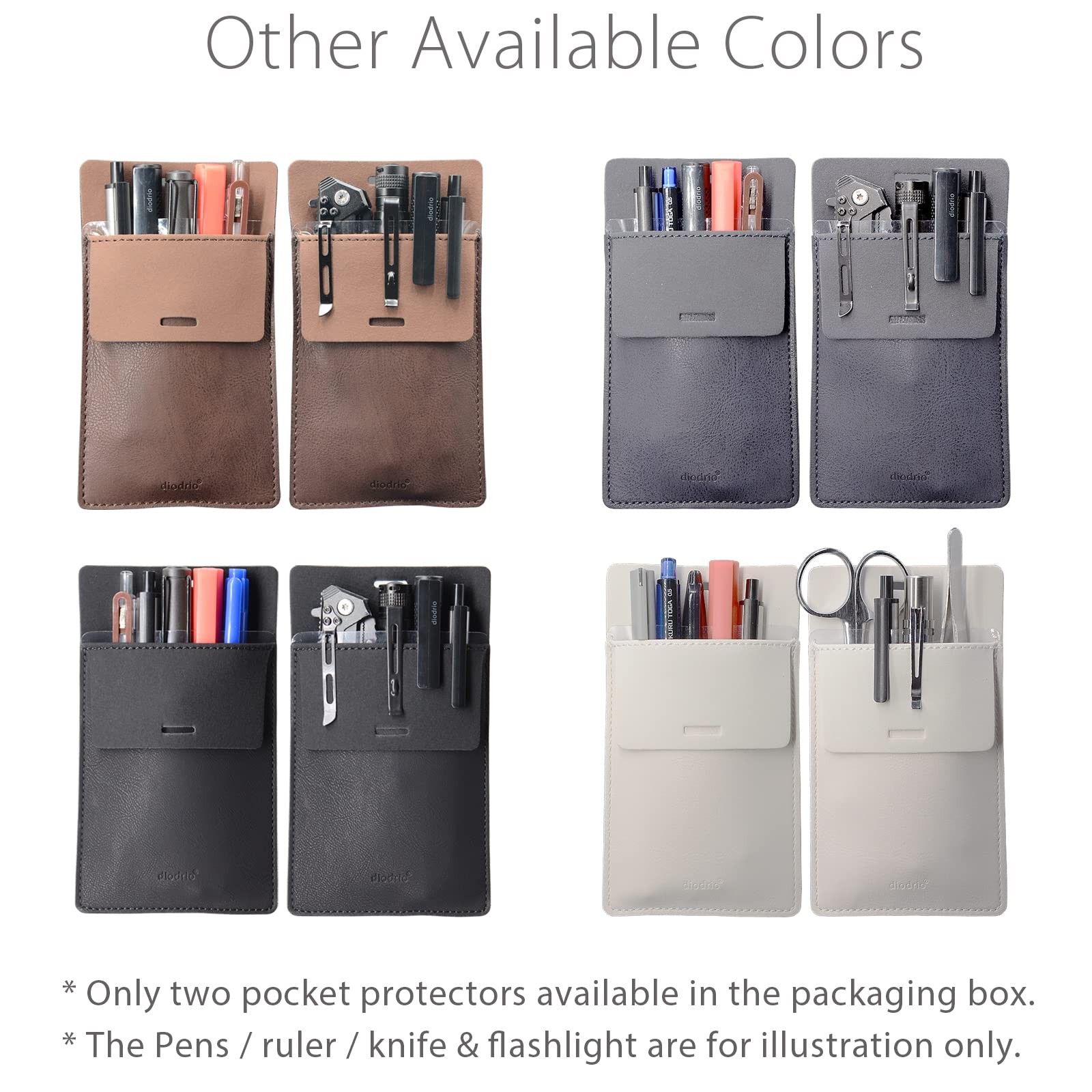 2-PACK LEATHER POCKET PROTECTOR Pen Pouch Holder Shirt Jacket Tool Organizer NEW