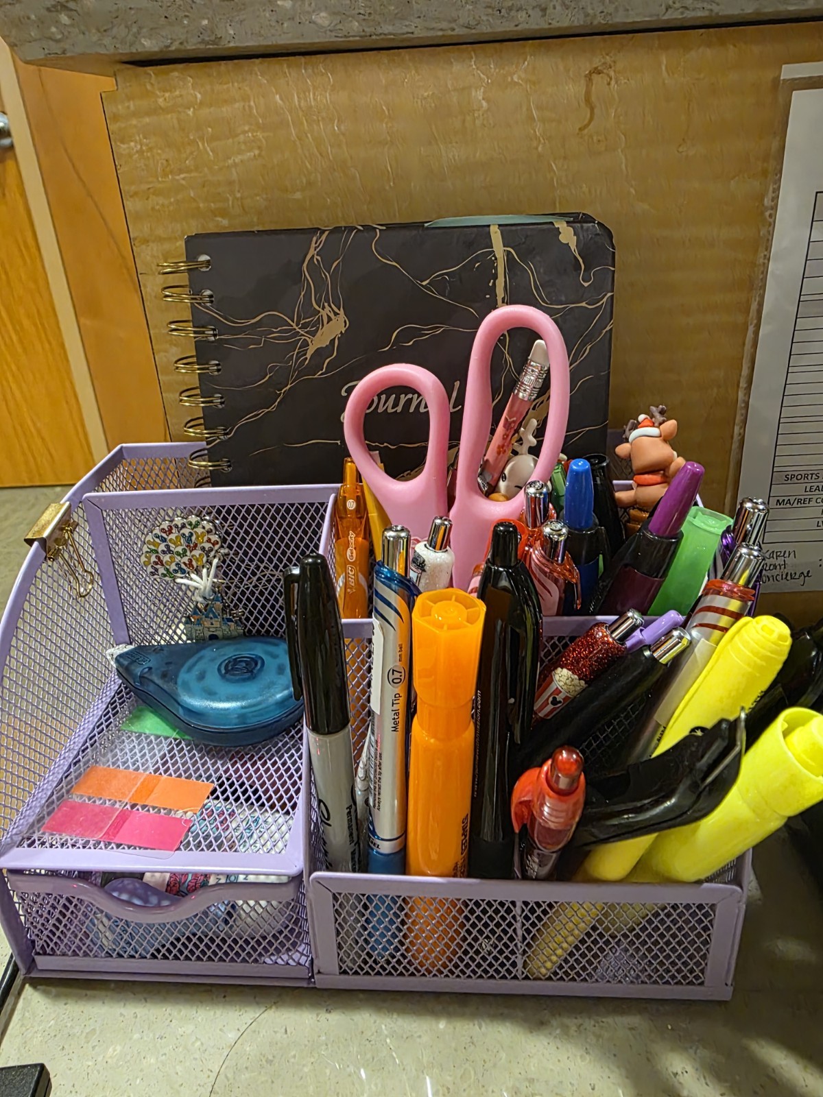 Light Purple Mesh Metal Office Desk Pencil Organizer