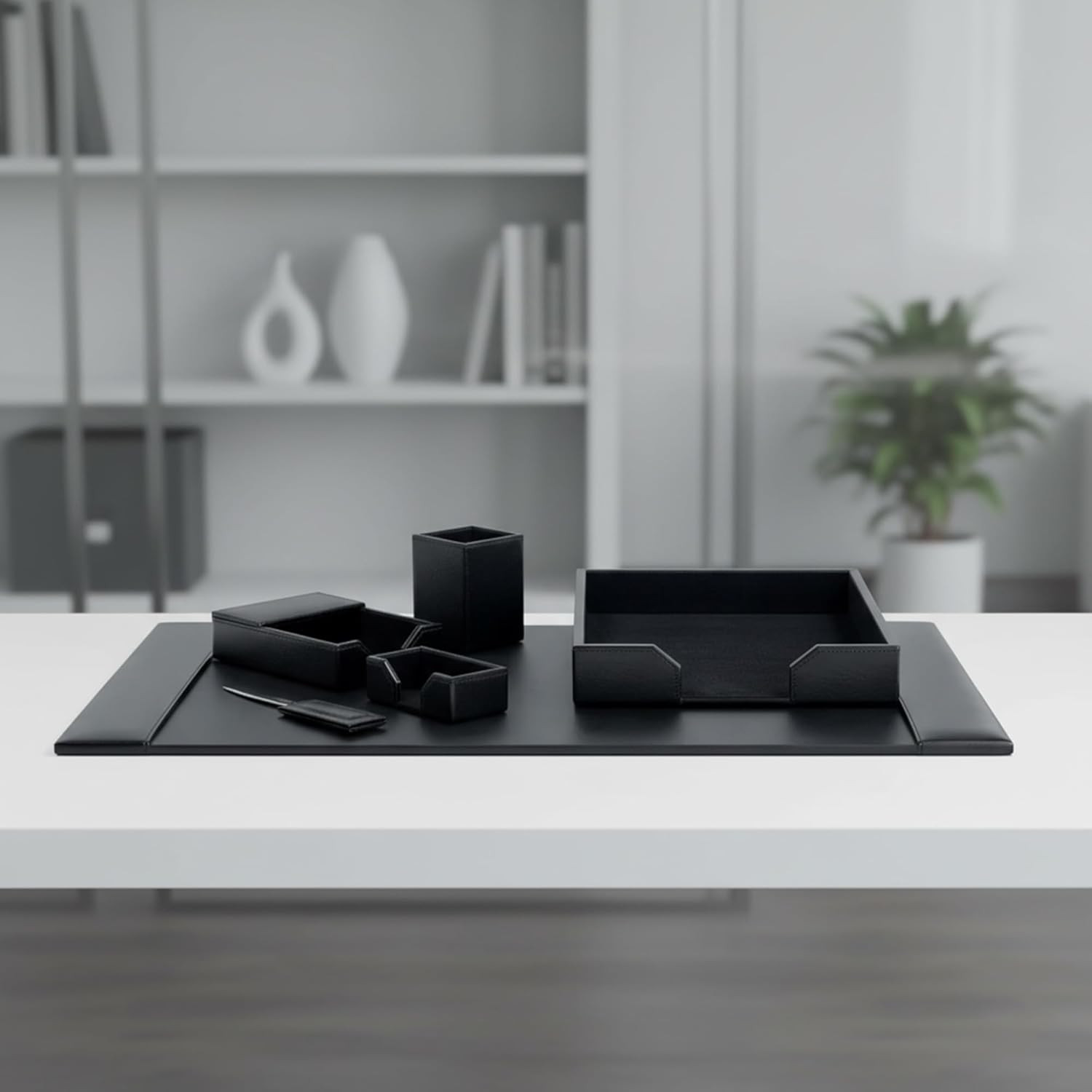 Bonded Leather Desk Set – Luxury Leather Desk Pad & Desk Organization Essentials