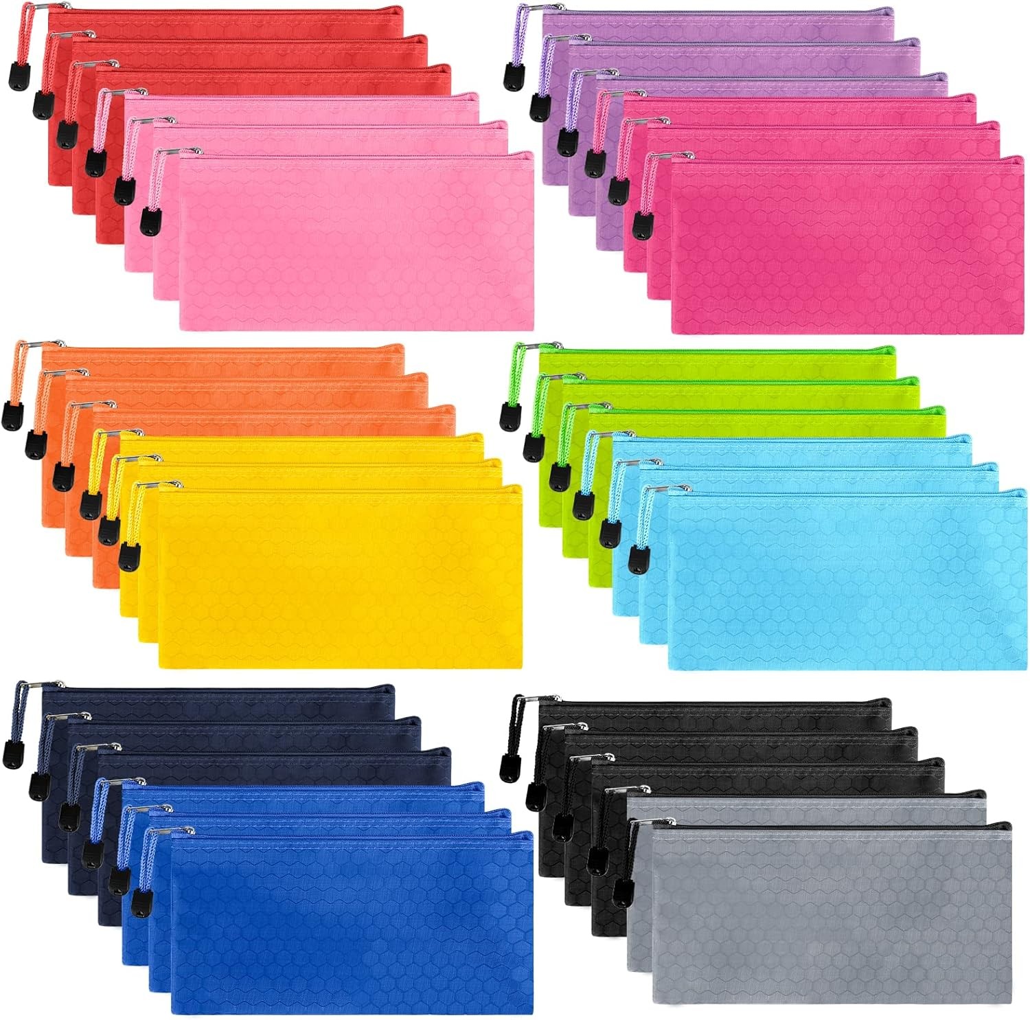 EOOUT 35pcs Zipper Pouches, Small Pencil Pouch Black,Blue,Gray,Green,Orange
