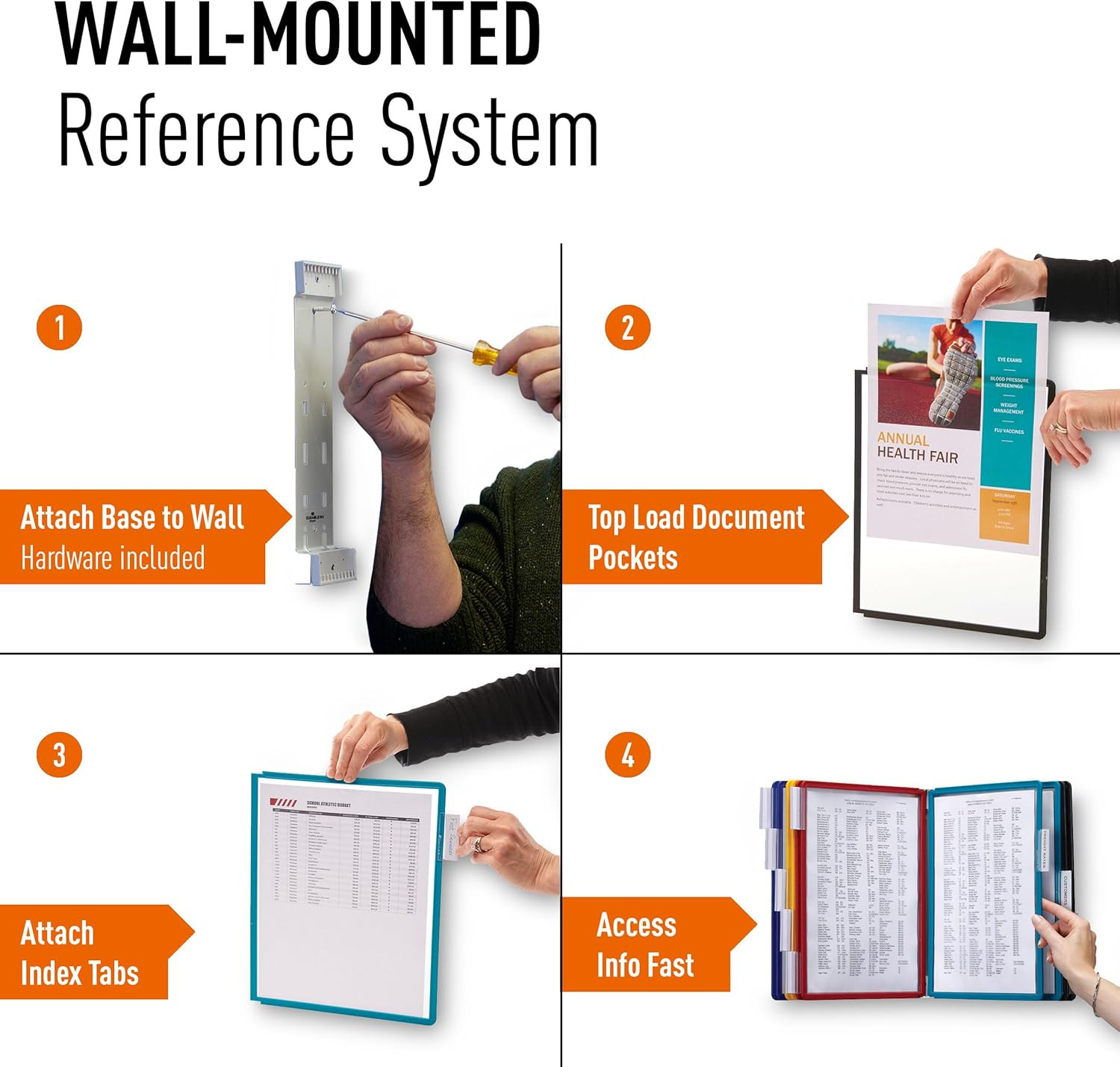 VARIO Wall Mounted Reference System – 10 Double-Sided Letter Panels, Black