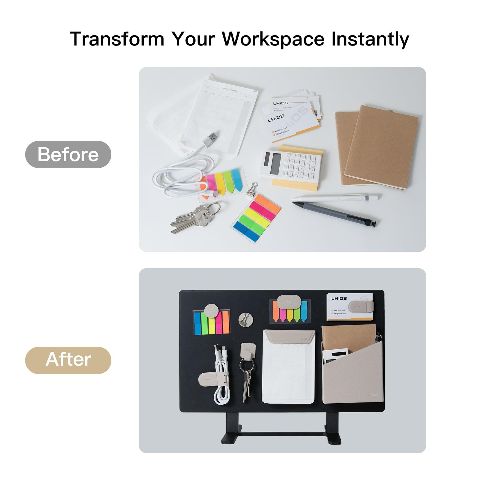 Magnetic Desk Organizer Divider, 16.5″ Metal Desktop Stand with Board, Paper …