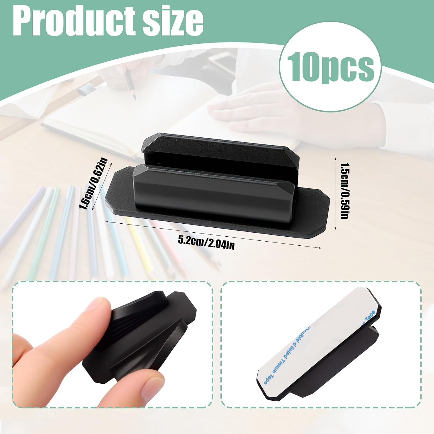 10 Pack Adhesive Pencil Holders for Desk, Flexible Silicone Pencil Holders