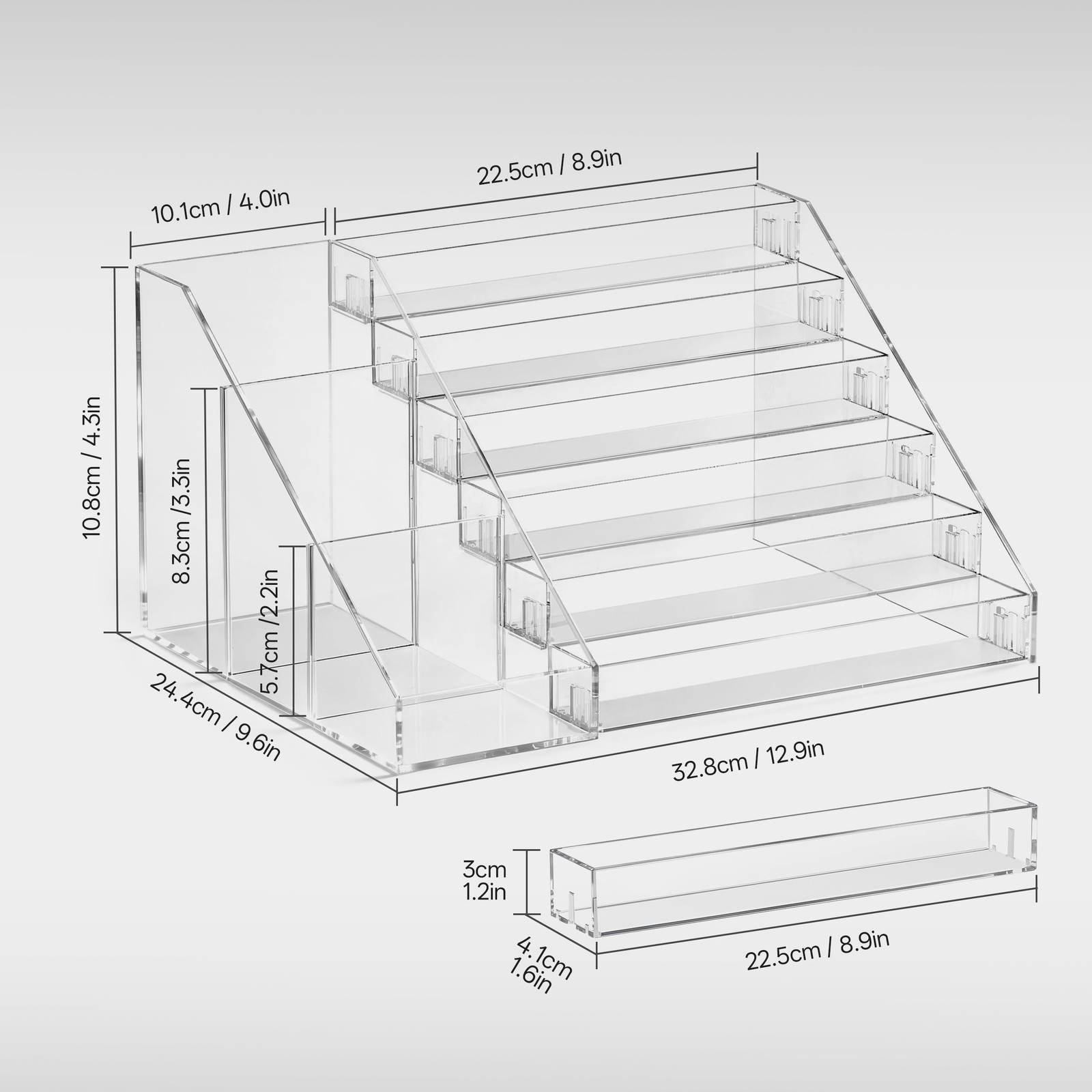 HBlife 6 Tier Nail Polish Organizer with Supplies 1 PCS, Clear
