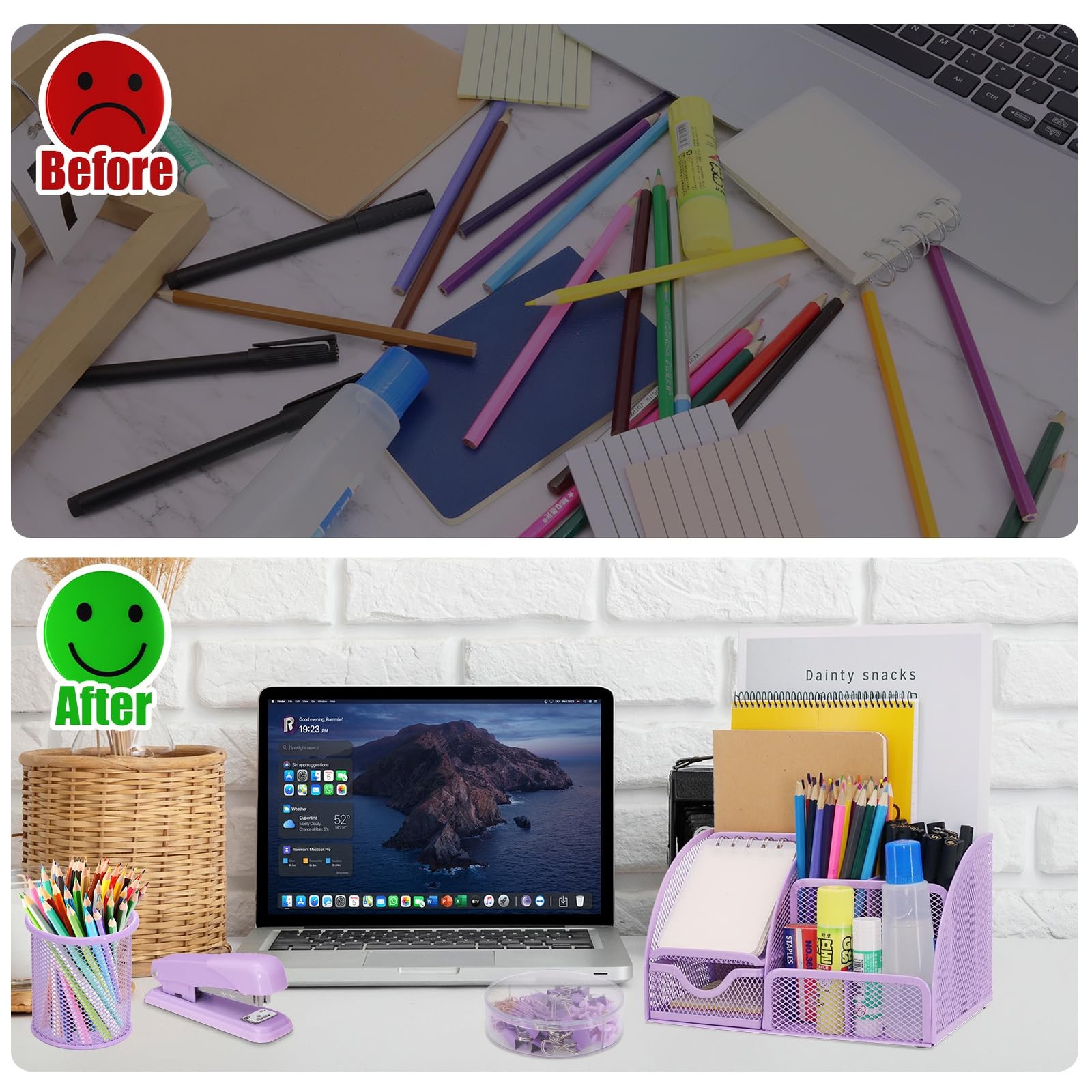 13-in-1 Office Desk Organizer Set with Stapler and Tape Dispenser, Pen Holder…