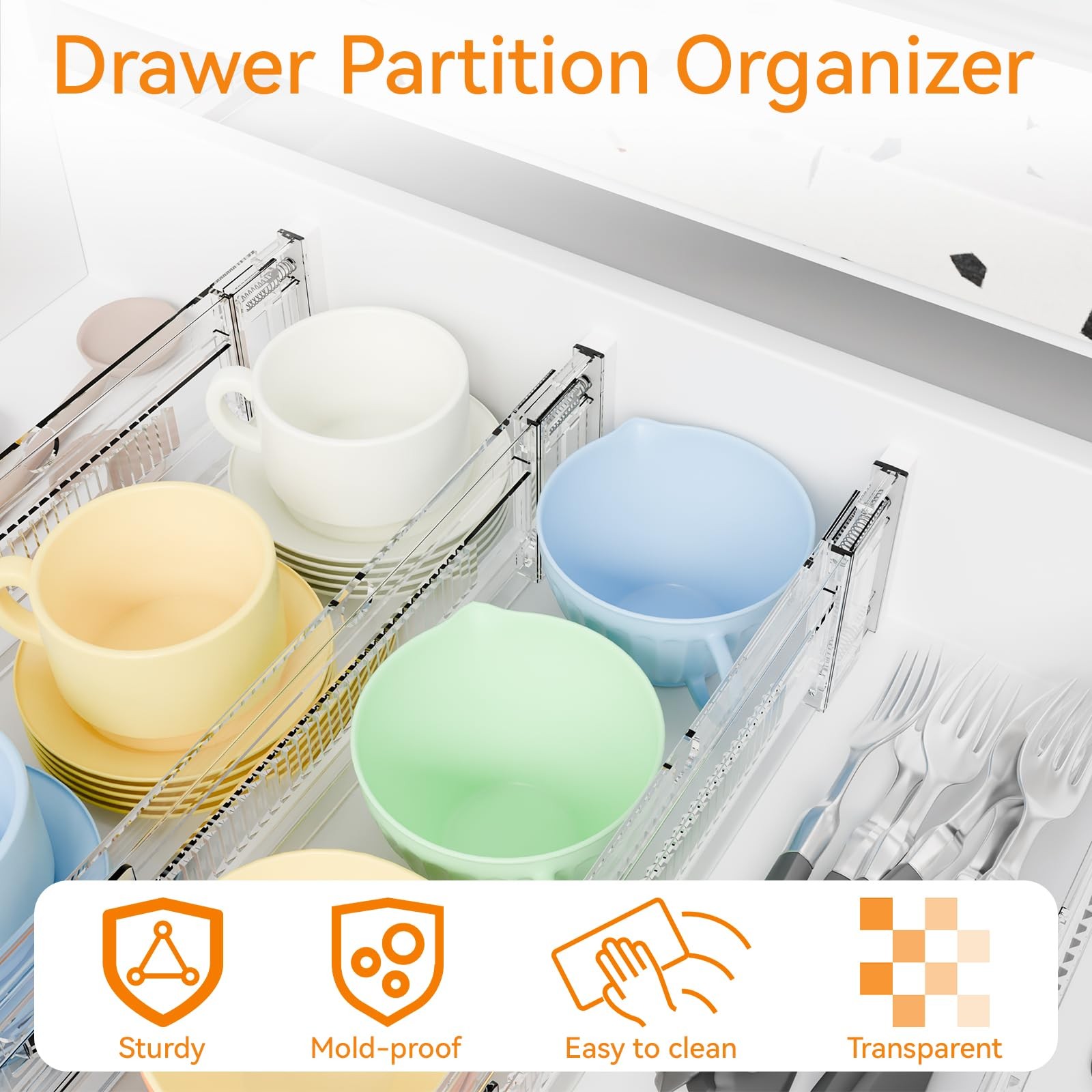 Yieach 12Pack 3.2 Inch Shallow Acrylic Drawer Dividers For Clothes -Expandable