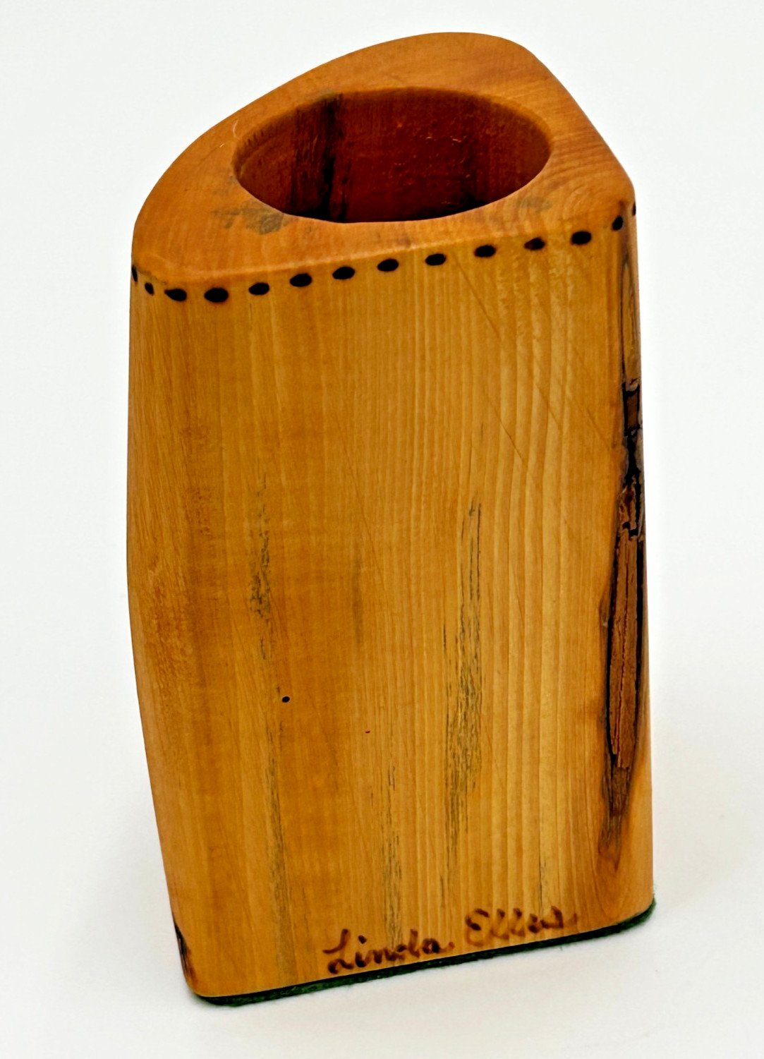 Burned Wood Horse Pencil Holder Vase Handmade Desk Accessory Equestrian