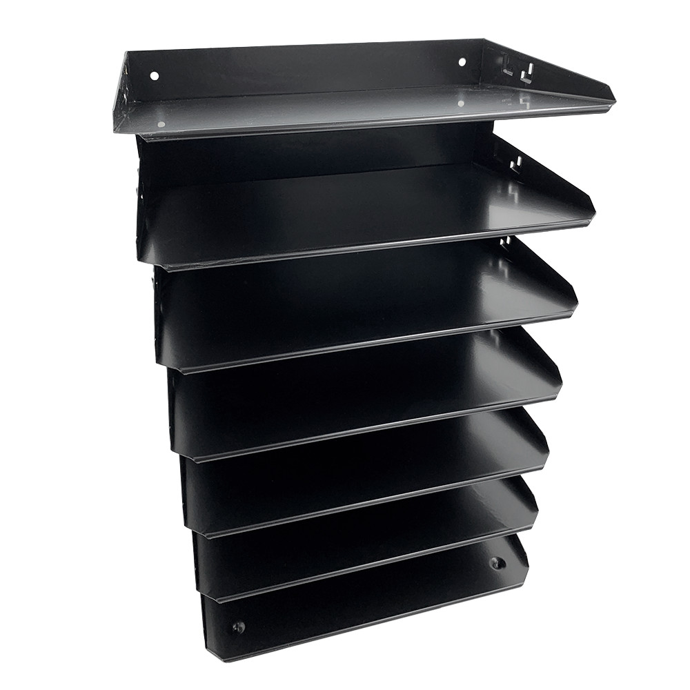 Huron Horizontal 7 Slot Steel Desk Organizer/Sorter Black HASZ0150